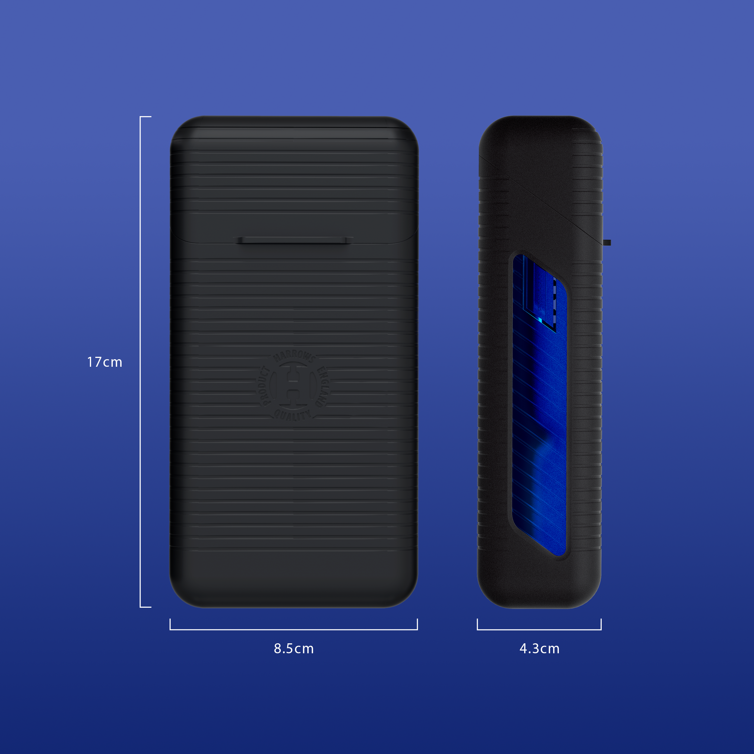 Harrows Vault Dartcase Zu sehen ist ein geöffnetes Harrows Vault Dartcase in Blau. Das Innenleben des Dartcases wird gezeigt.