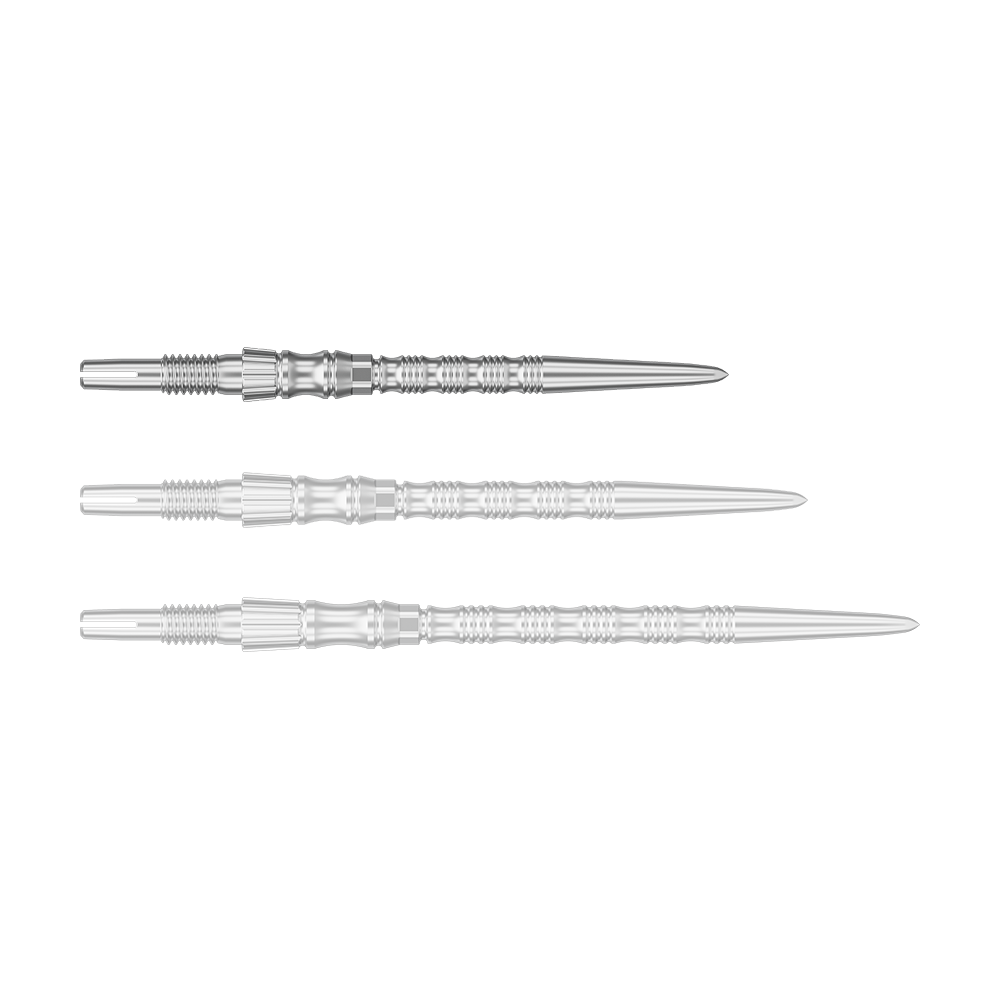 Target Signature Swiss Point TRB steel dart tips - silver Abgebildet ist eine einzelne silberfarbene Dartspitze mit einer Länge von 30 mm. Das Produkt scheint aus der Serie 'Target SwissPoint Signature TRB' zu stammen.