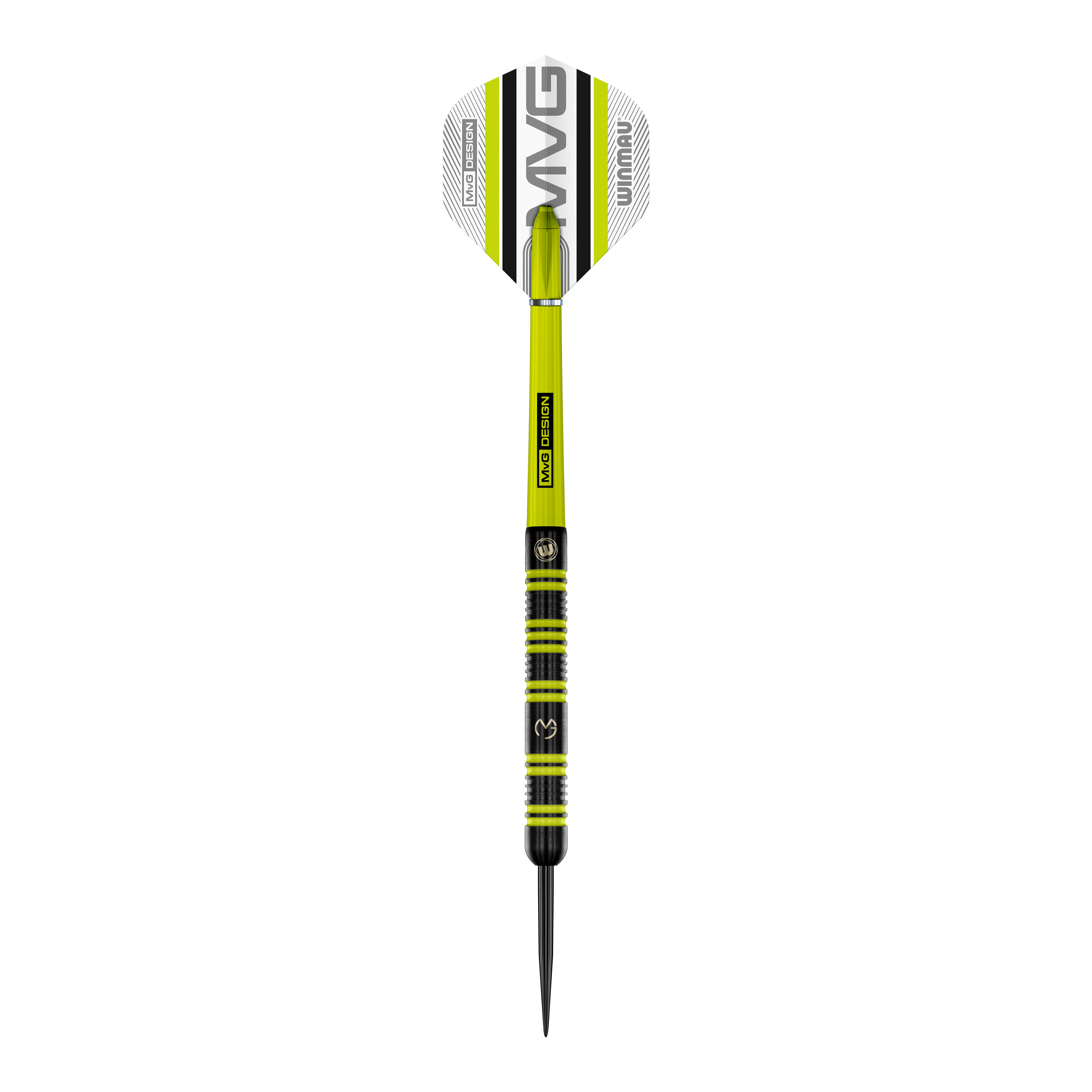 Winmau Michael Van Gerwen 85 Pro-Series steel darts Ein einzelner Winmau Michael Van Gerwen 85 Pro-Series Steeldart wird gezeigt. Der Schaft und die Spitze sind klar erkennbar.