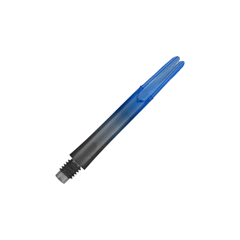 L-L-Style-Shaft Locked Straight Natural9 TwoTone Shafts - Blue Das Bild zeigt einen zweifarbigen Dart-Schaft in Schwarz und Blau. Der Schaft hat ein gerades Design und ist ohne Kappen abgebildet.