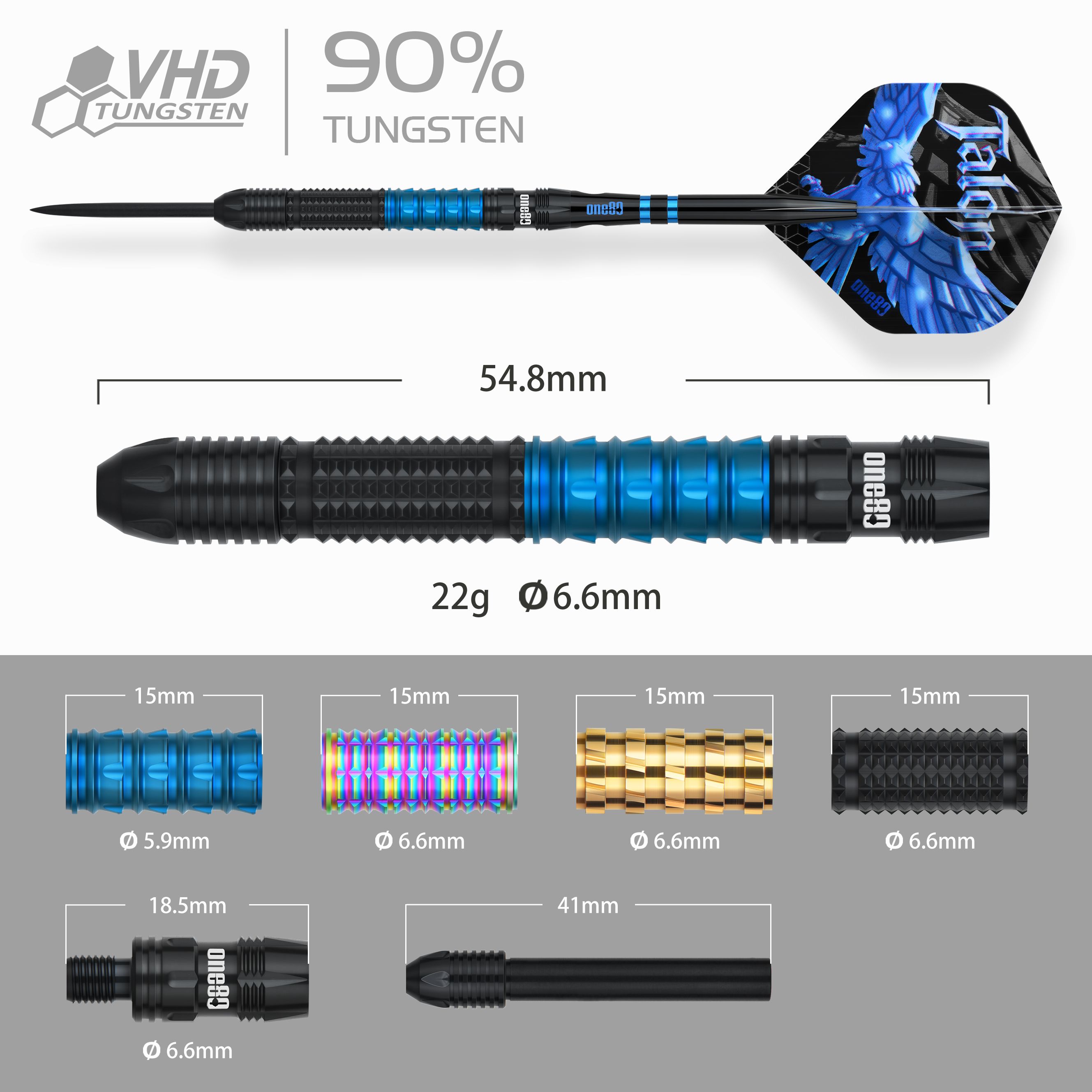 Gezeigt werden die One80 Talon Steeldarts. Sie sind ideal für Dartspieler, die Wert auf Genauigkeit legen.