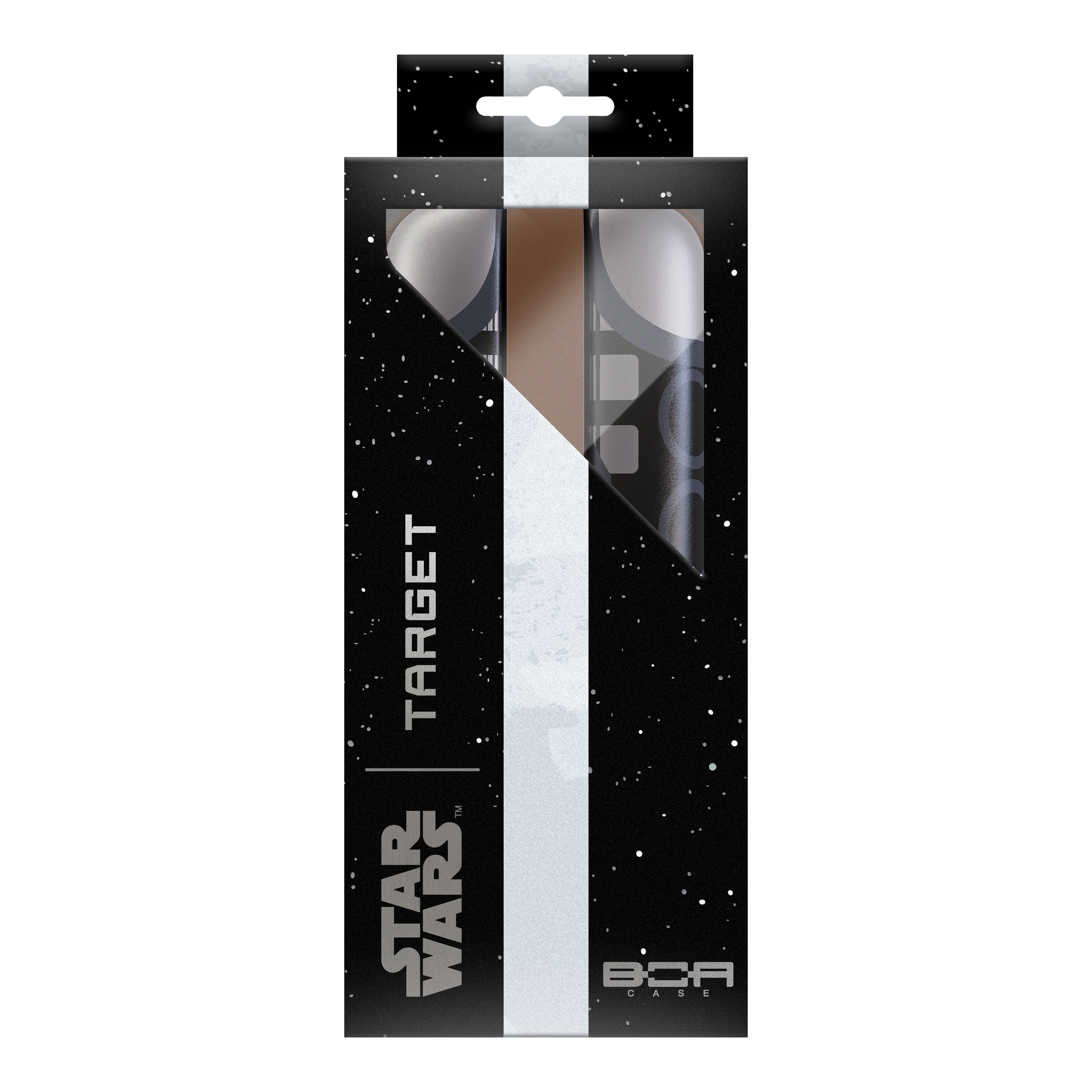 Dieses Bild präsentiert das Target Star Wars Boa Dartcase - Mandalorian. Das Dartcase ist im Stil der Mandalorian-Serie gestaltet.