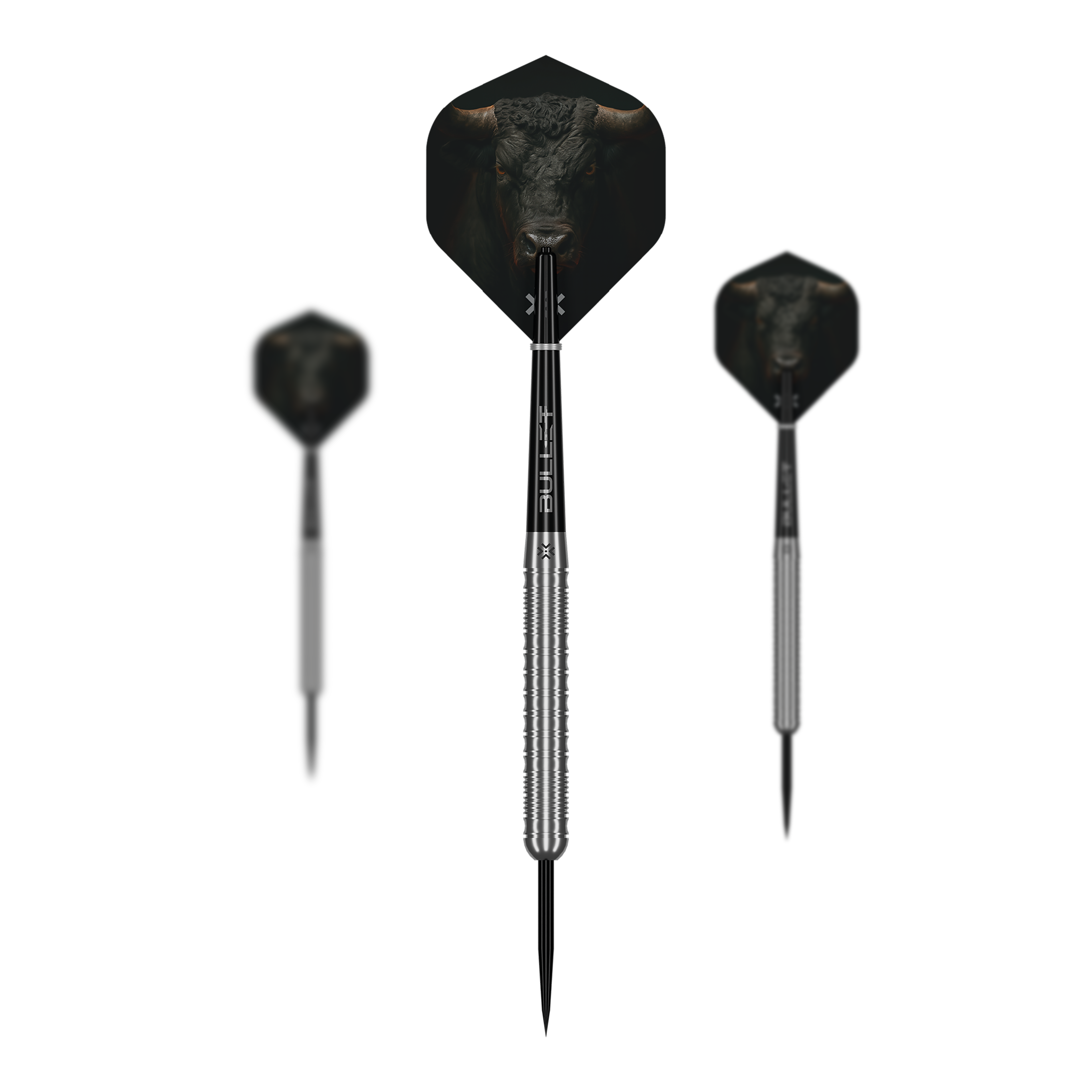 Bullet Fury steel darts Dieses Bild präsentiert die Bullet Fury Steel Darts. Diese Steeldarts zeichnen sich durch ihre Robustheit aus.