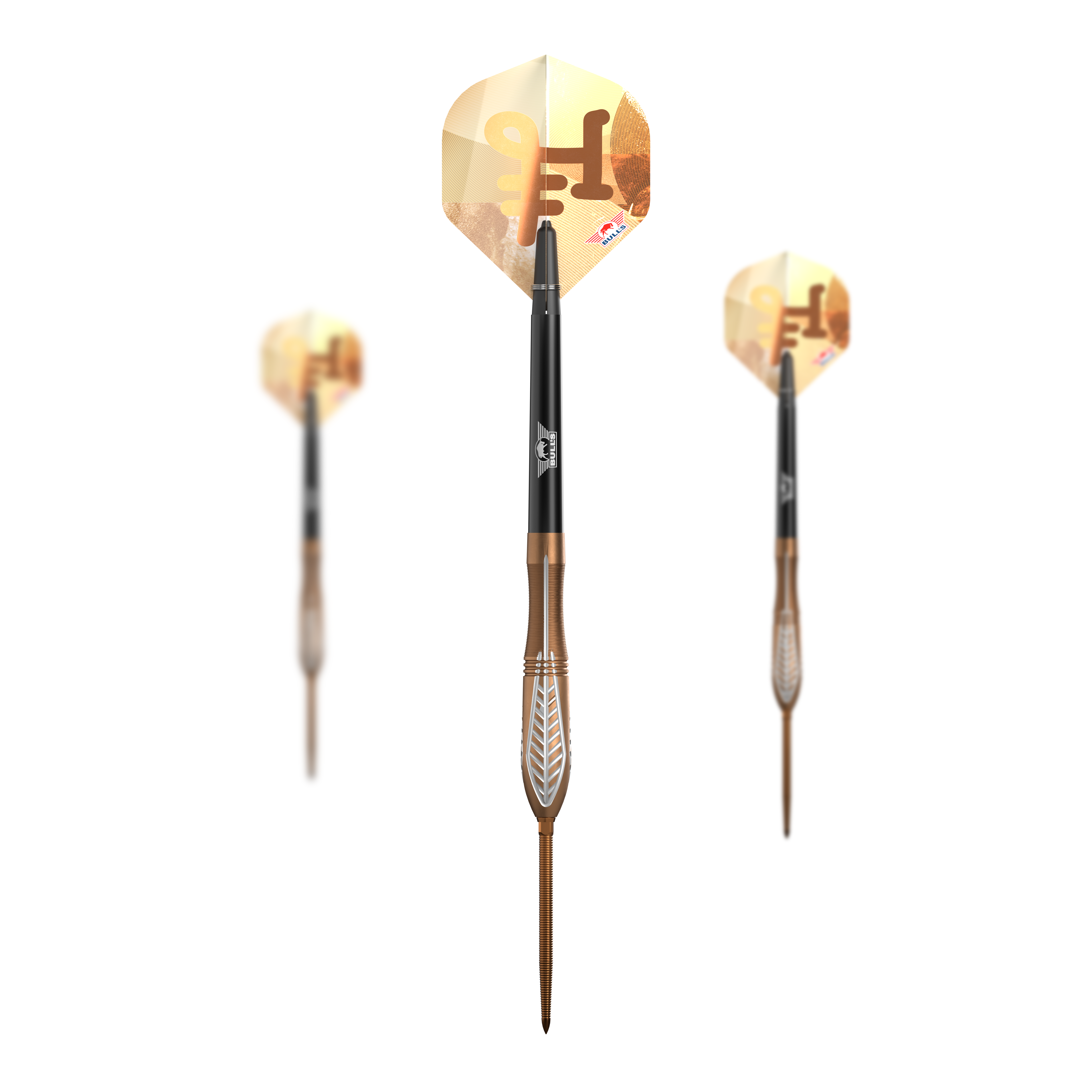 Bulls NL Bronzo Nova Convertible Point Steel Darts Abgebildet ist das Set Bulls NL Bronzo Nova Convertible Point Steeldarts. Mehrere Darts sind enthalten.