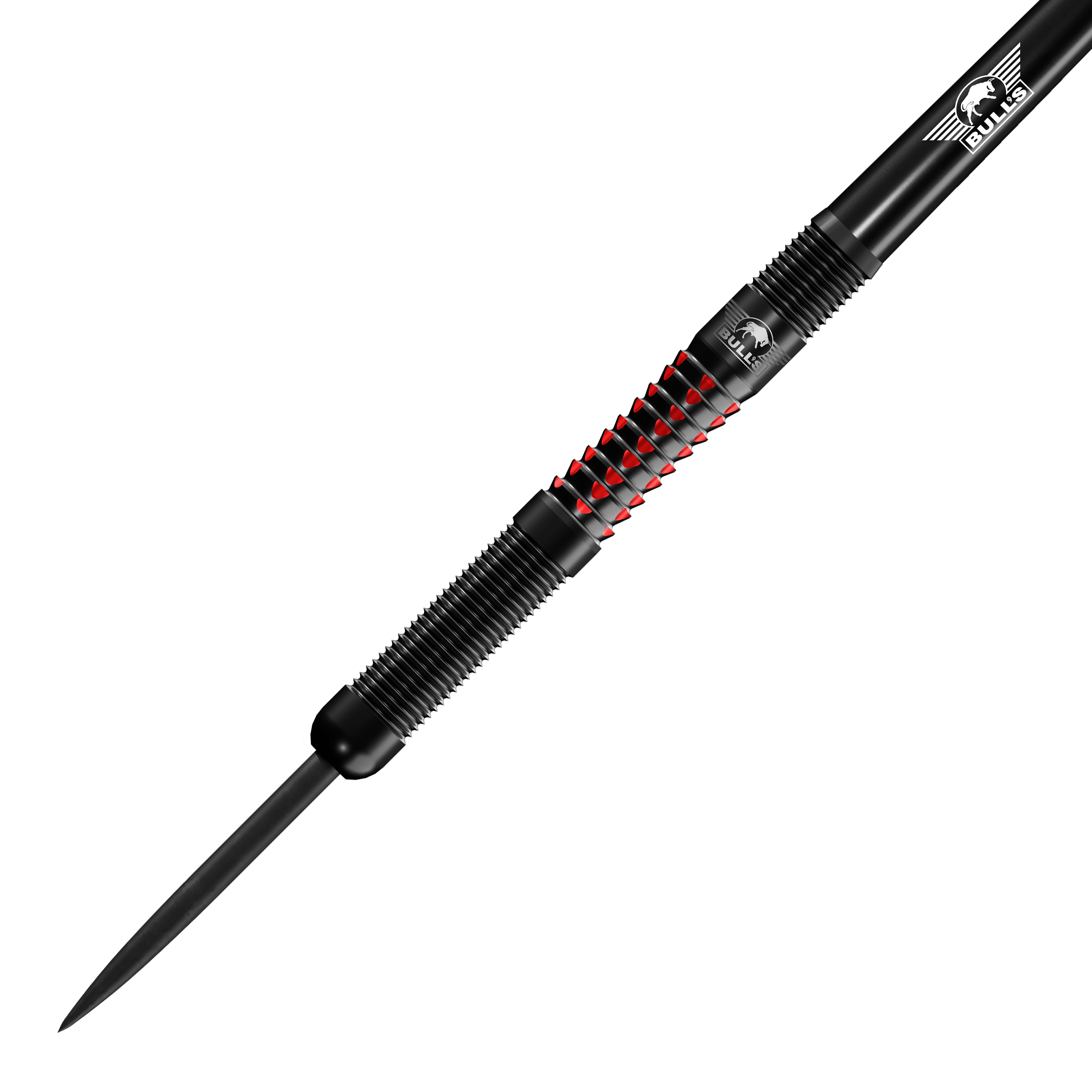 Bulls NL Benjamin Pratnemer steel darts - 20g Auf dem Bild ist der Bulls NL Benjamin Pratnemer Steeldart mit 20g Gewicht zu sehen. Der Dart hat ein schwarzes Design mit roten Akzenten und feinen Rillen für besseren Halt.
