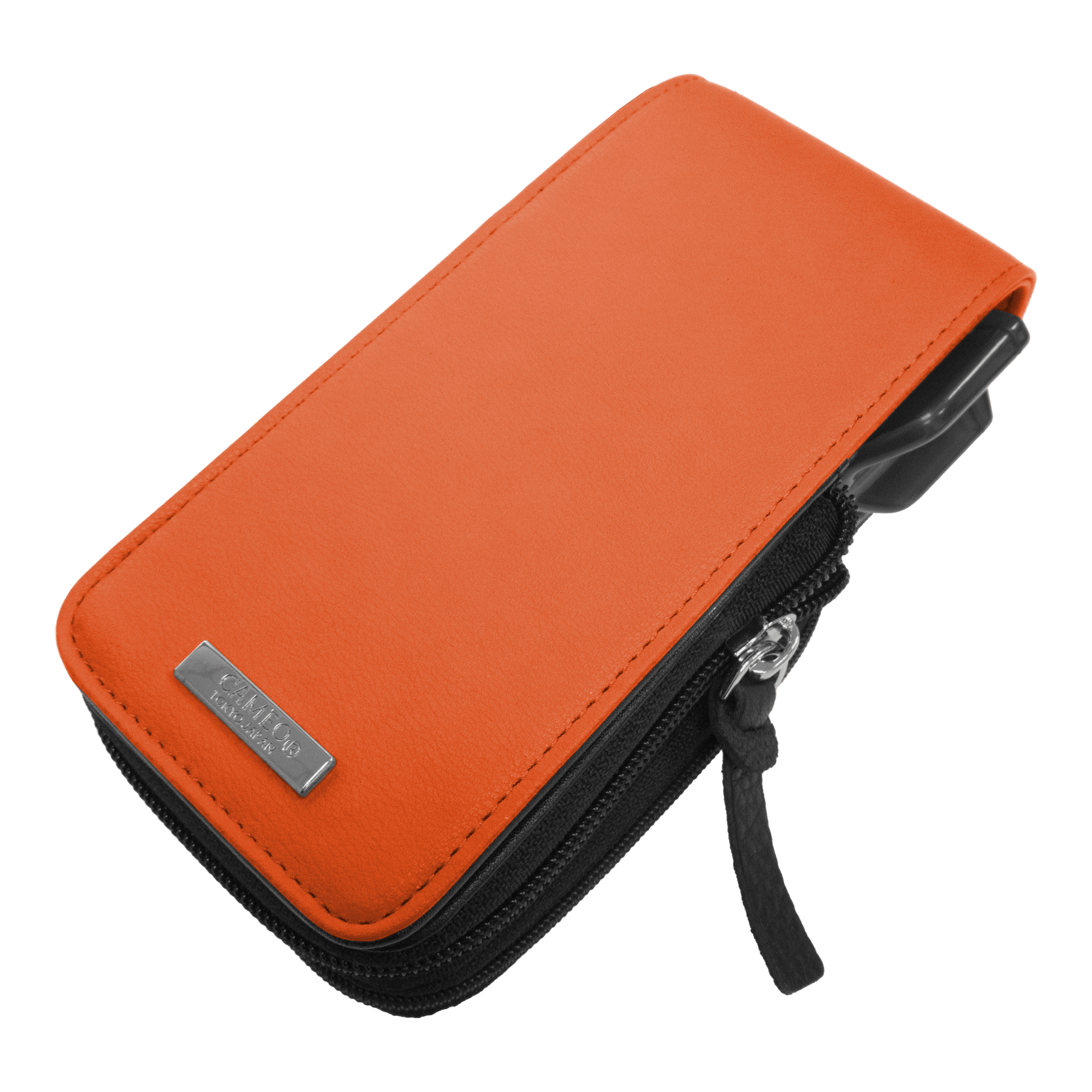 Cameo Garment 2.5 Dart Case Das Bild zeigt ein orangefarbenes Etui mit Reißverschluss. Es ist vermutlich für das Aufbewahren von Darts oder Dartzubehör gedacht.