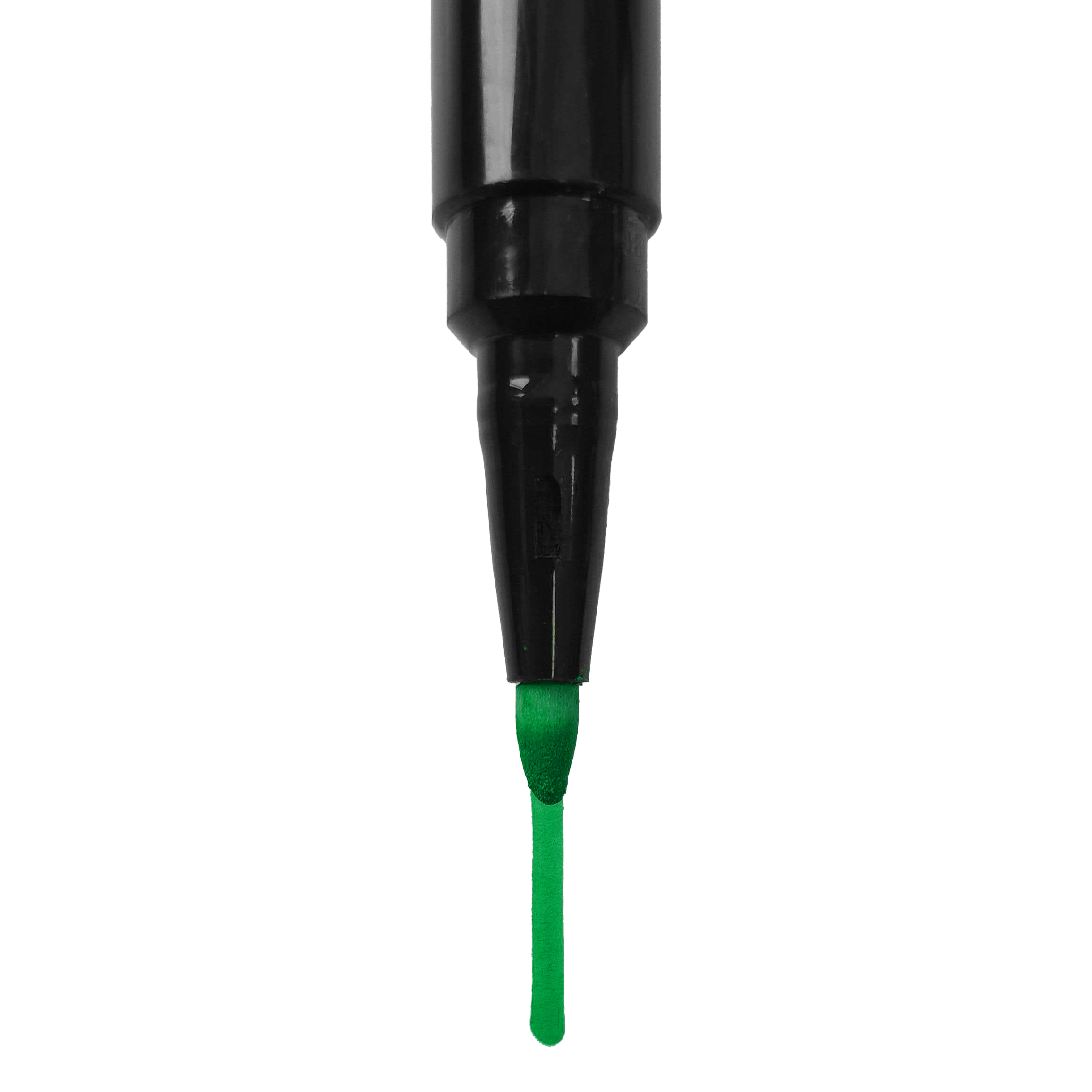 Dies ist ein schwarzer Boardmarker mit einer grünen Spitze. Die Spitze hinterlässt eine grüne Linie.