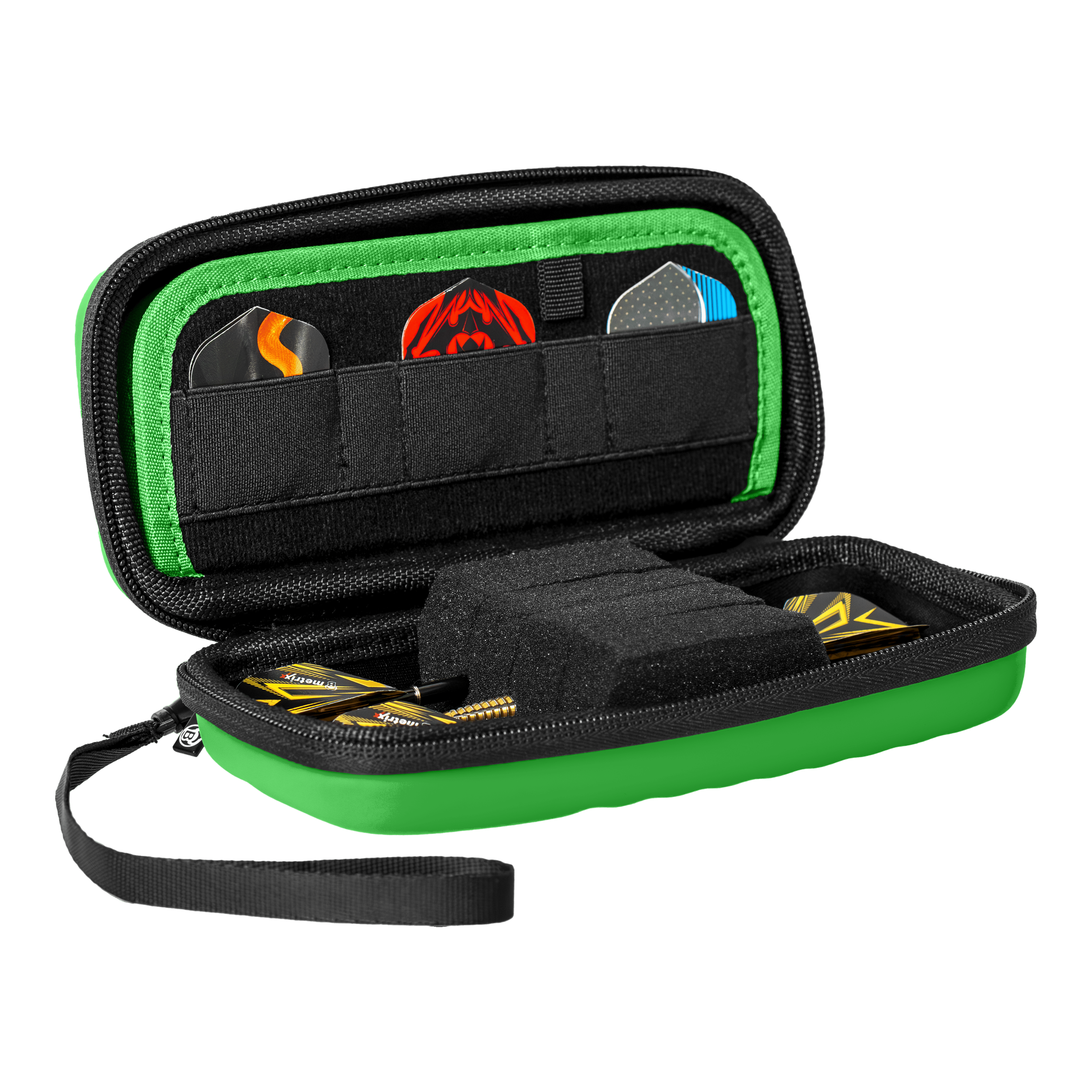 Bulls Orbis S Dartcase - Green Das Bild zeigt das Produkt Bulls Orbis S Dartcase in Grün. Es handelt sich um ein kompaktes Dartcase zur Aufbewahrung von Dart-Zubehör.
