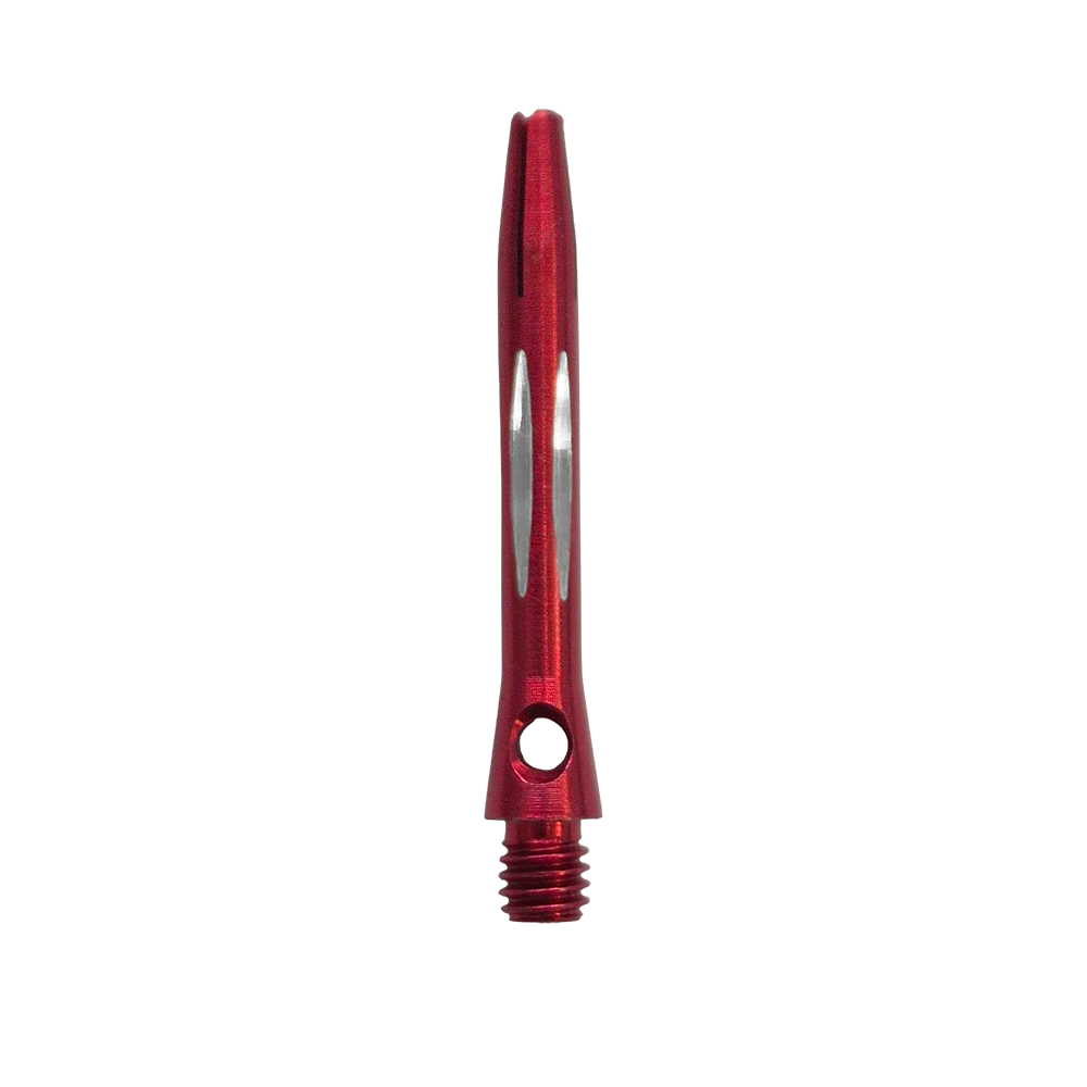 Diamond Cut Aluminum Shafts - Red - 35 mm Dieses Bild zeigt den Diamond Cut Aluminium Shafts - Rot - 35mm. Es ist ein Dart-Schaft aus rotem Aluminium mit Diamantschliff und 35mm Länge.