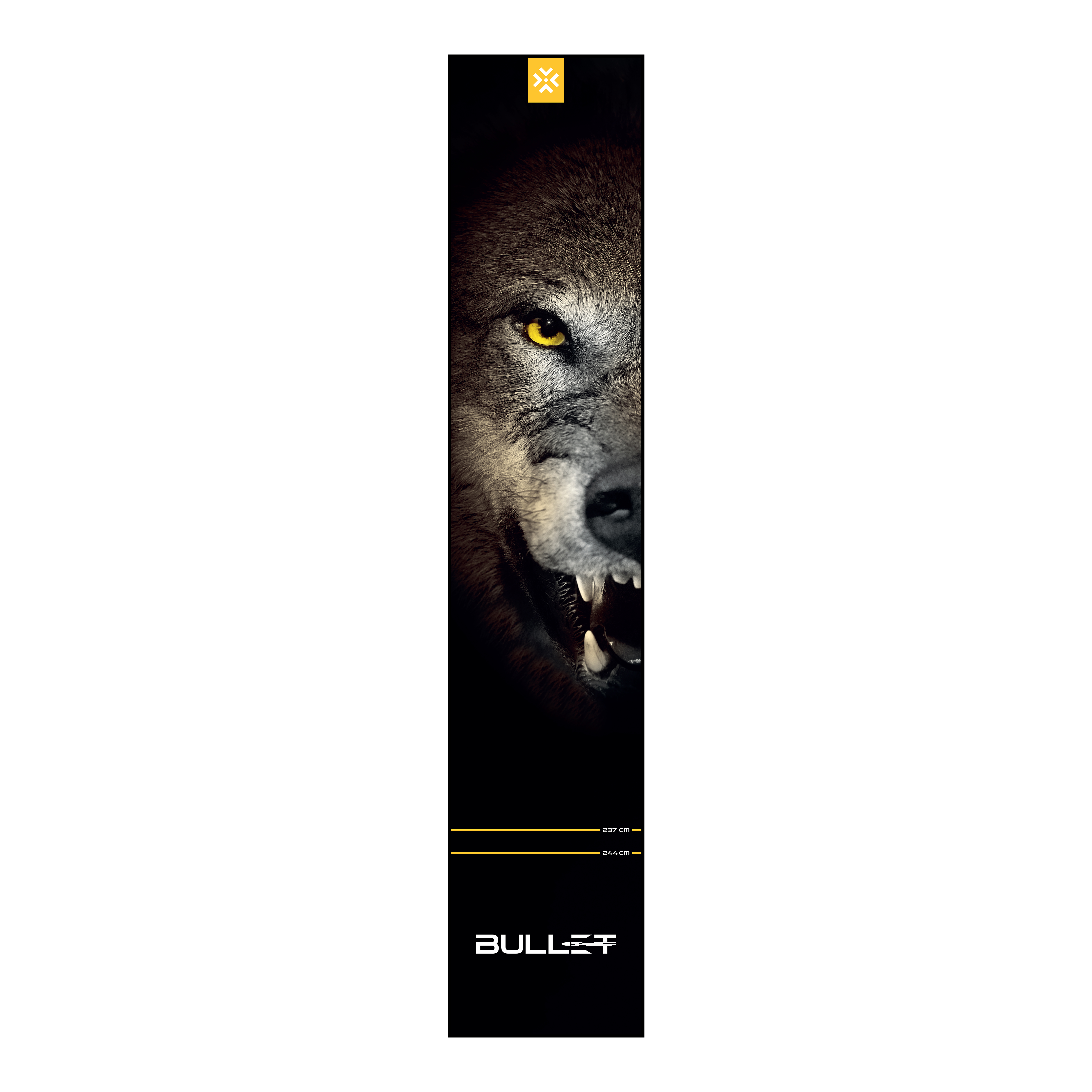 Bullet Fang Dart Mat Auf dem Foto ist die Bullet Fang Dartmatte zu sehen. Sie ist ideal, um den Wurfbereich beim Darts zu markieren und zu schützen.
