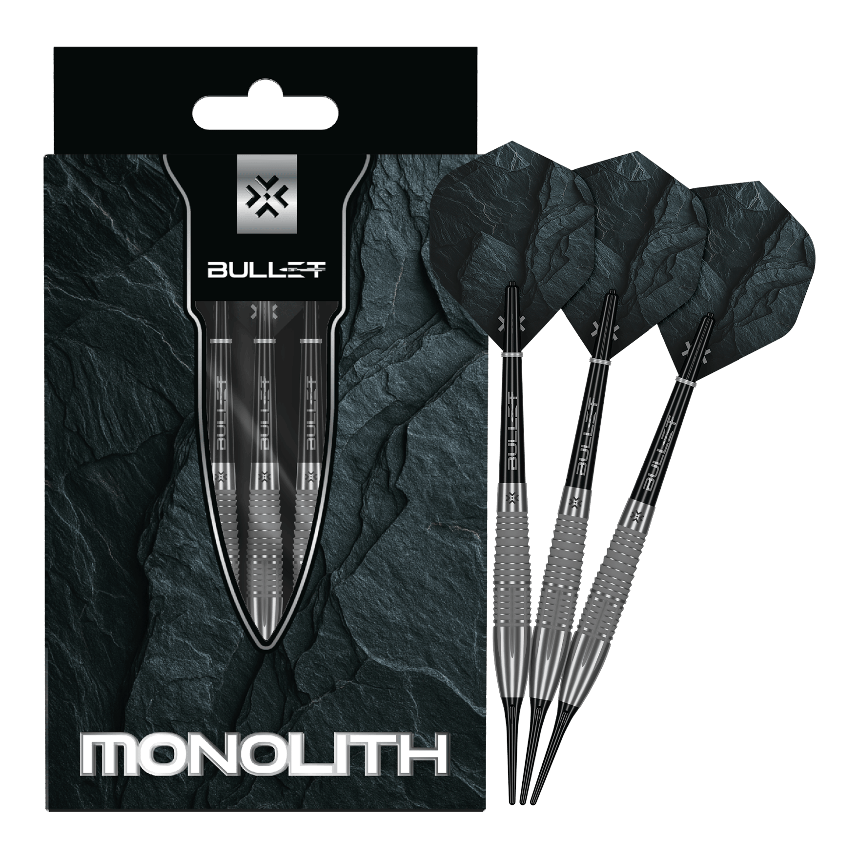 Bullet Monolith soft darts - 20g Zu sehen sind die Bullet Monolith 20g Soft Darts. Das Produkt ist besonders langlebig und hochwertig verarbeitet.