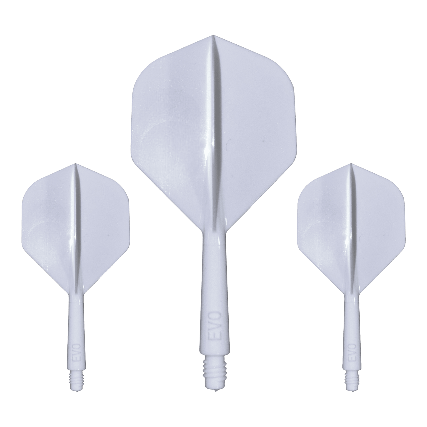 Evolution EVO1 Flight Shaft System - White Hier ist das Evolution EVO1 Flight-Shaft-System in Weiß abgebildet. Dieses Produkt ist für den Einsatz im Dartsport bestimmt.
