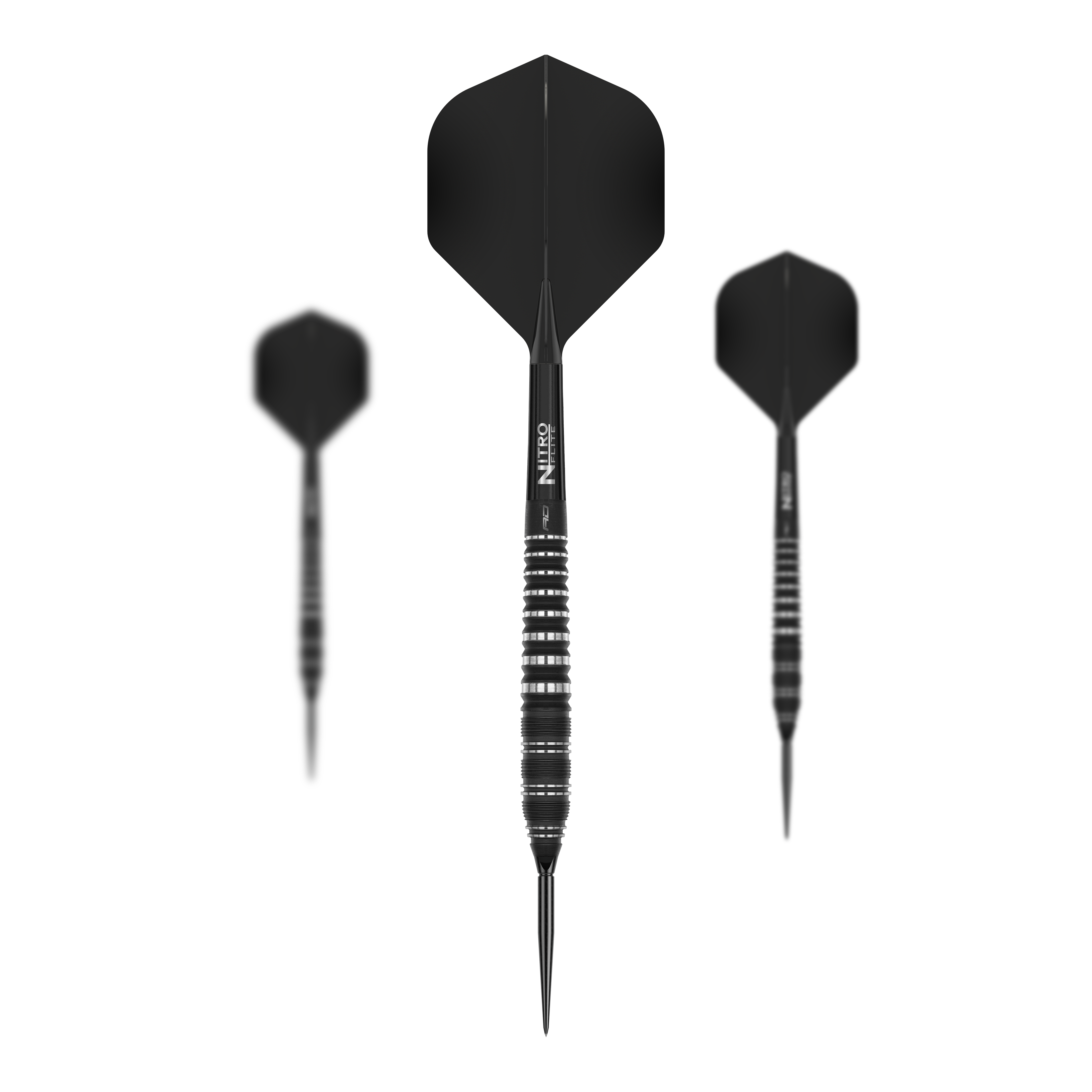Red Dragon Sable Torpedo Switch Point Steel Darts Dieses Bild zeigt die Red Dragon Sable Torpedo Switch Point Steeldarts. Drei Darts sind nebeneinander angeordnet und deutlich sichtbar.
