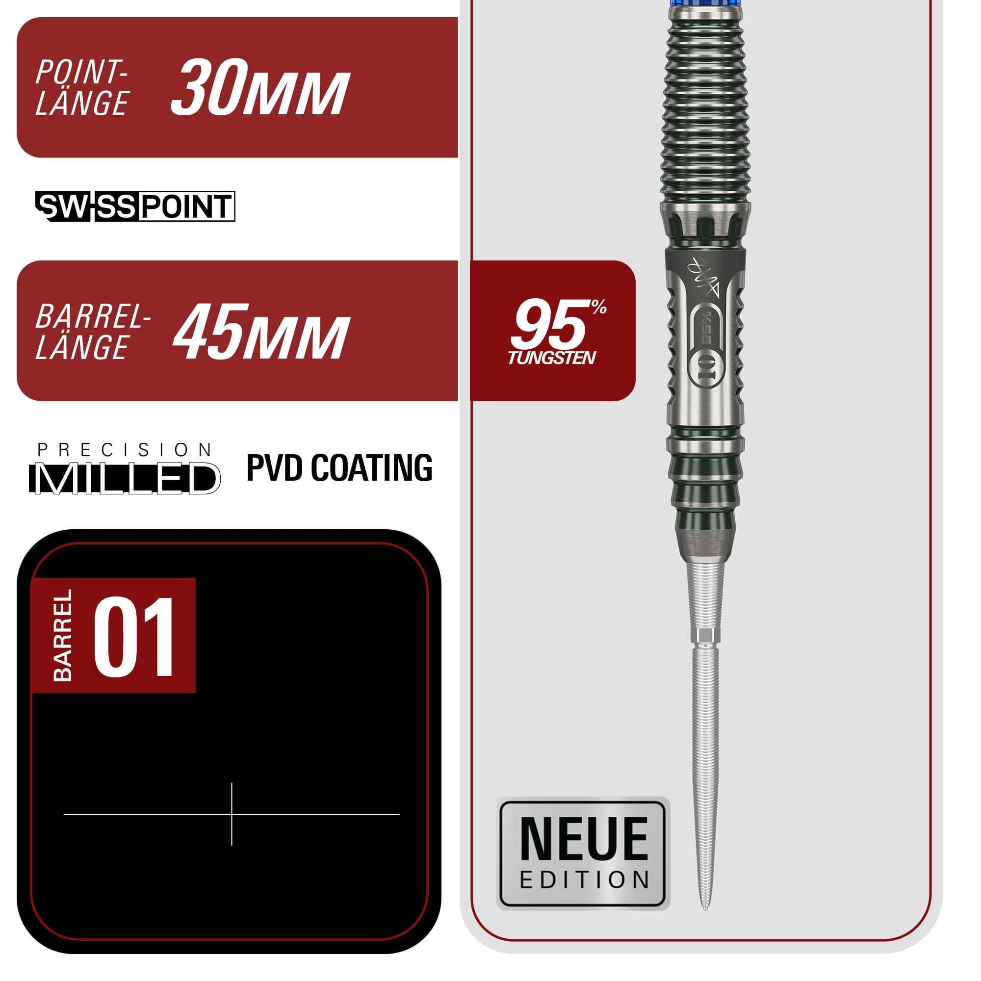 Target Japan Rising Sun GEN 10.5 Swiss Point Steeldarts sind abgebildet. Die Darts haben ein modernes Design und sind für Präzision beim Spiel gemacht.