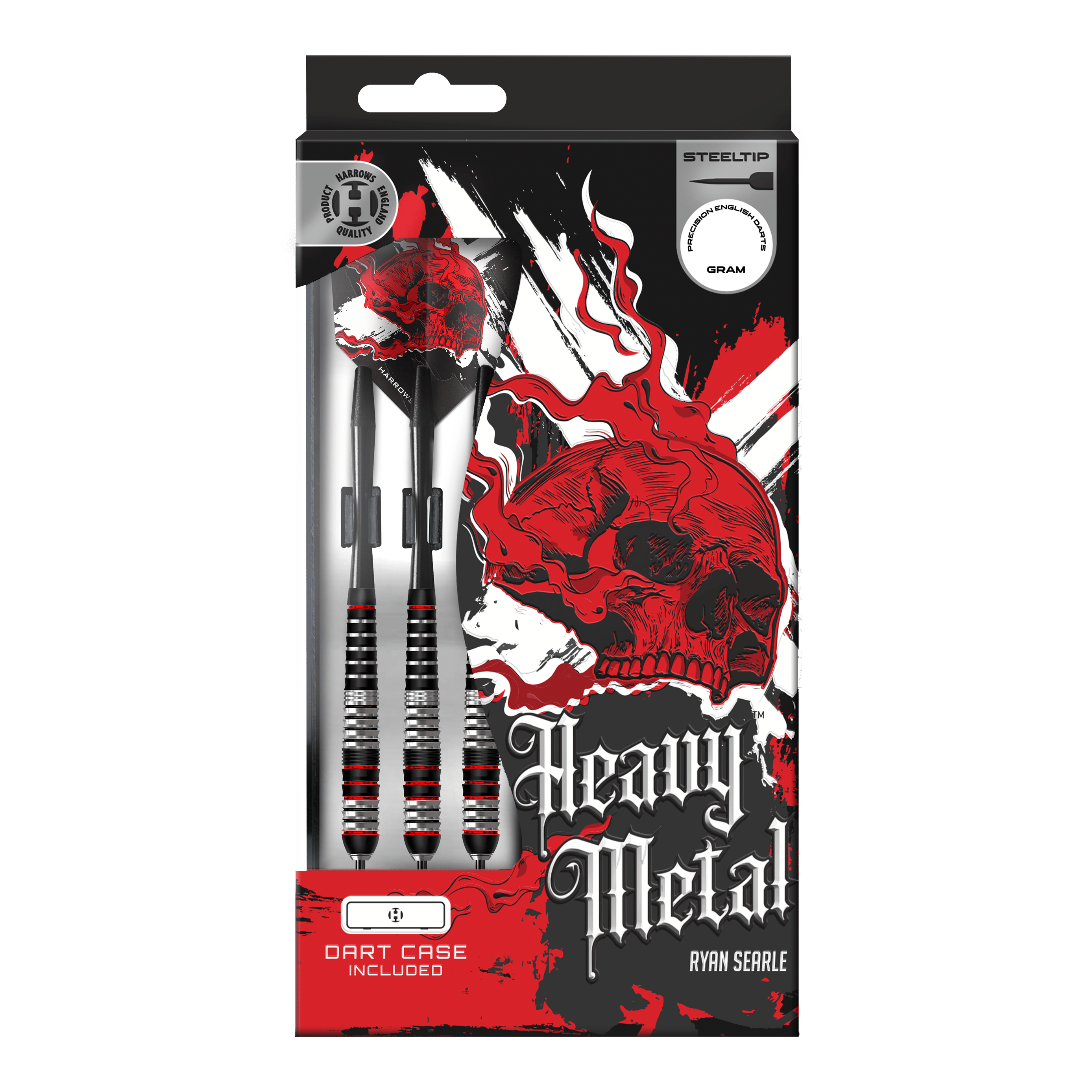 Harrows Heavy Metal Ryan Searle Brass Steel Darts Gezeigt werden die Harrows Heavy Metal Ryan Searle Brass Steeldarts. Dieses Set ist ideal für ambitionierte Dartspieler.