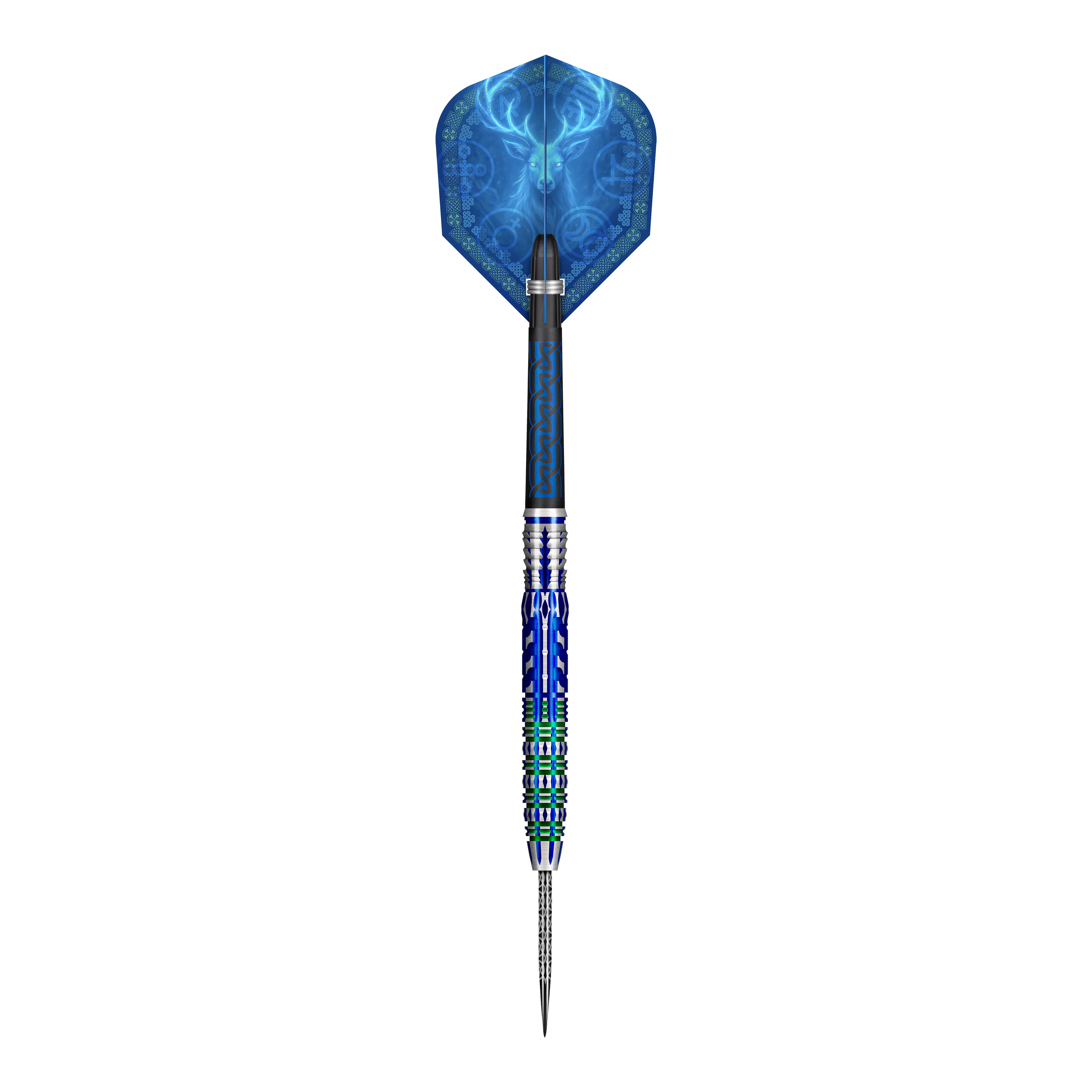 Shot Celt Merlin steel darts Zu sehen ist das Produkt Shot Celt Merlin Steeldarts. Ein Steeldart ist aus nächster Nähe abgebildet.