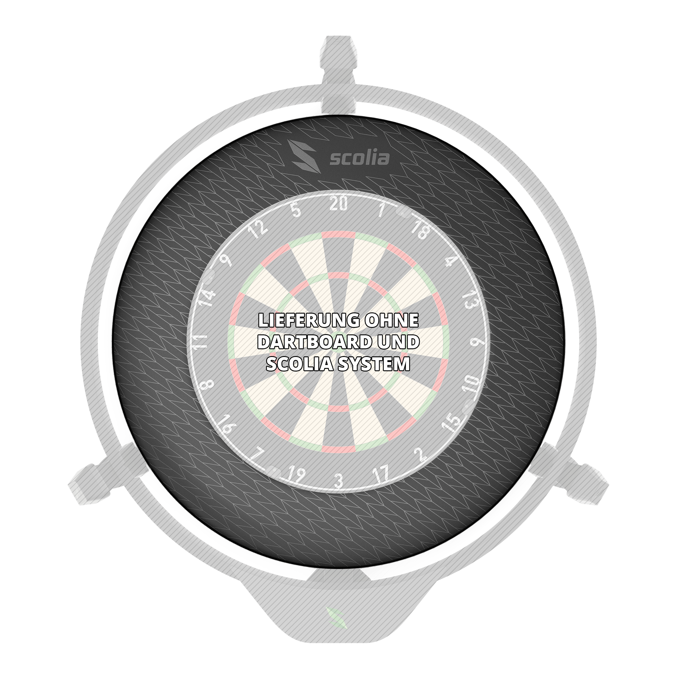 Scolia Stealth Dartboard Surround Dieses Bild zeigt das Scolia Stealth Dartboard Surround. Es wird zum Auffangen von Dartpfeilen verwendet.