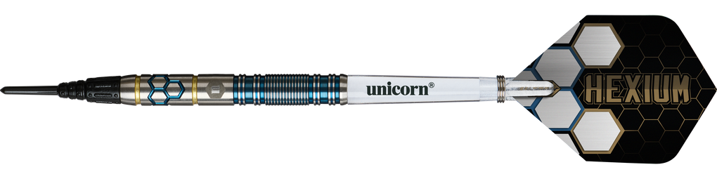 Unicorn Hexium Style 02 Blue &amp; Gold Soft Darts - 21g