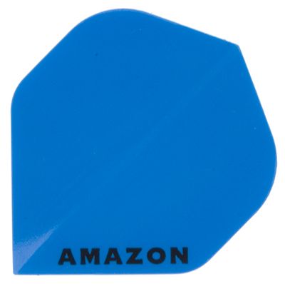 a2 Das Bild zeigt ein blaues Dartflight mit der Aufschrift "AMAZON" unten links. Es handelt sich um das Produkt "Amazon Flights A2".