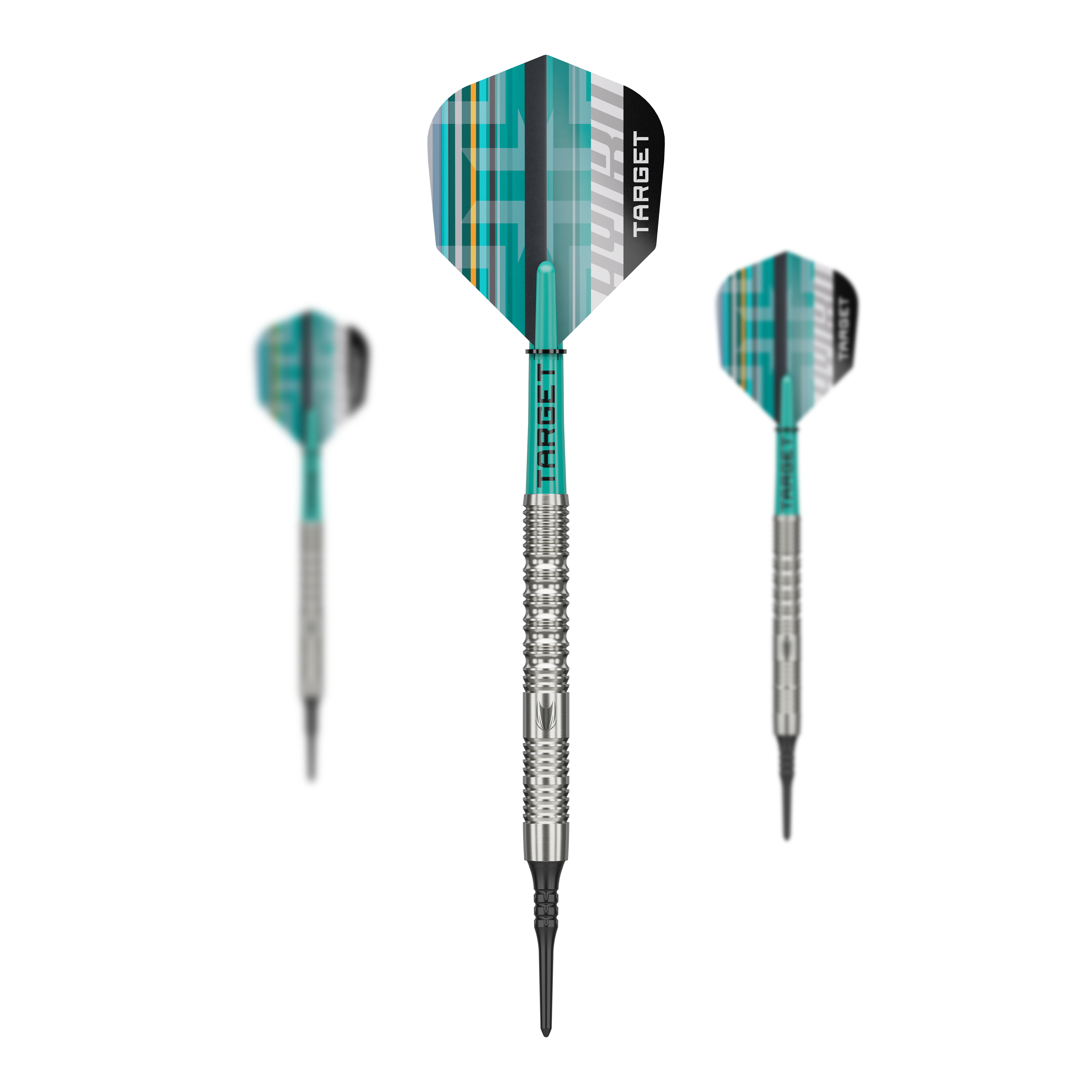 Target Hydro 12 Softdarts sind hochwertige Softdarts für das Dartspiel. Das Bild zeigt das Design und die Verpackung dieses Produkts.