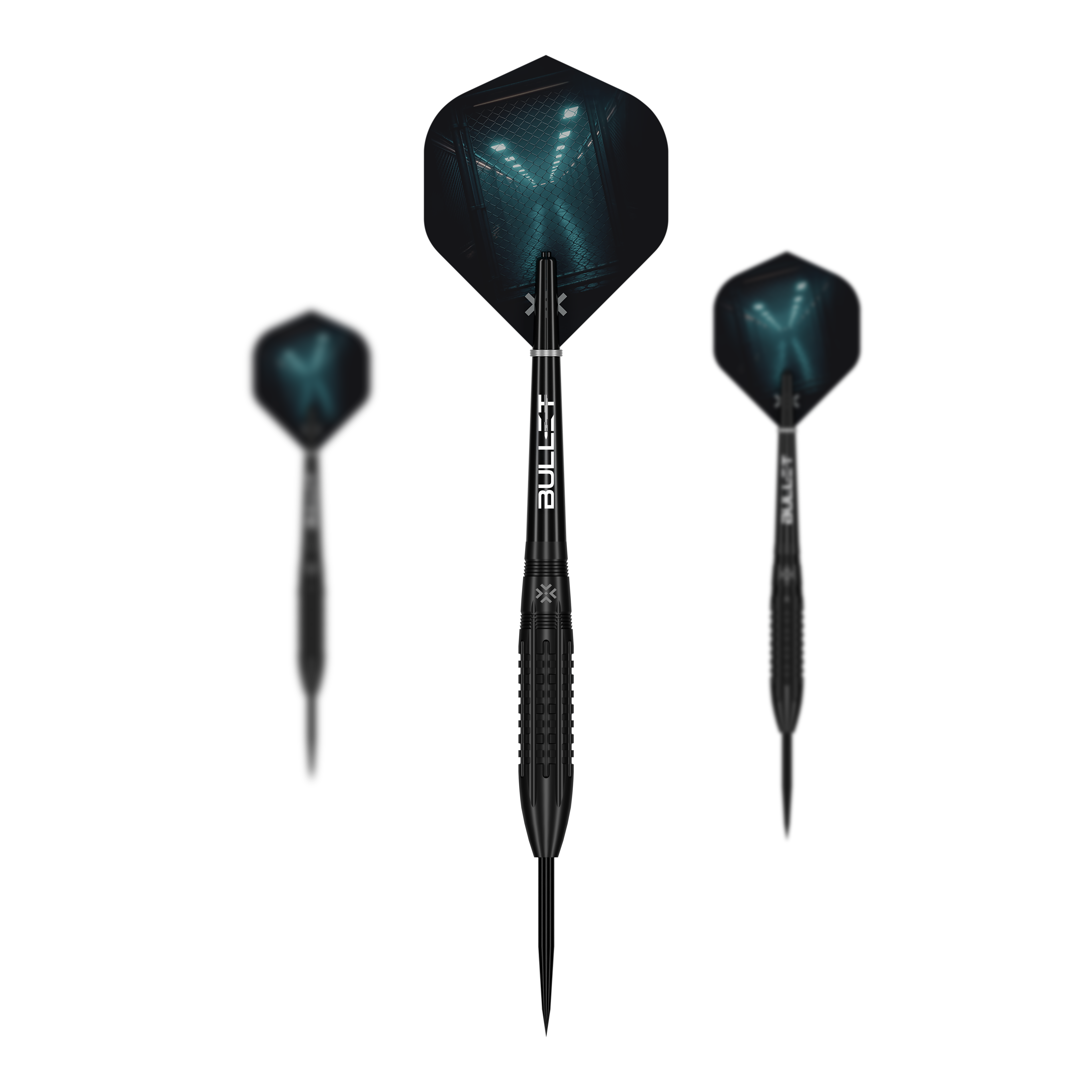 Bullet Cage steel darts Dieses Bild stellt die Bullet Cage Steeldarts dar. Die Pfeile sind speziell für das Steeldart-Spielen konzipiert.