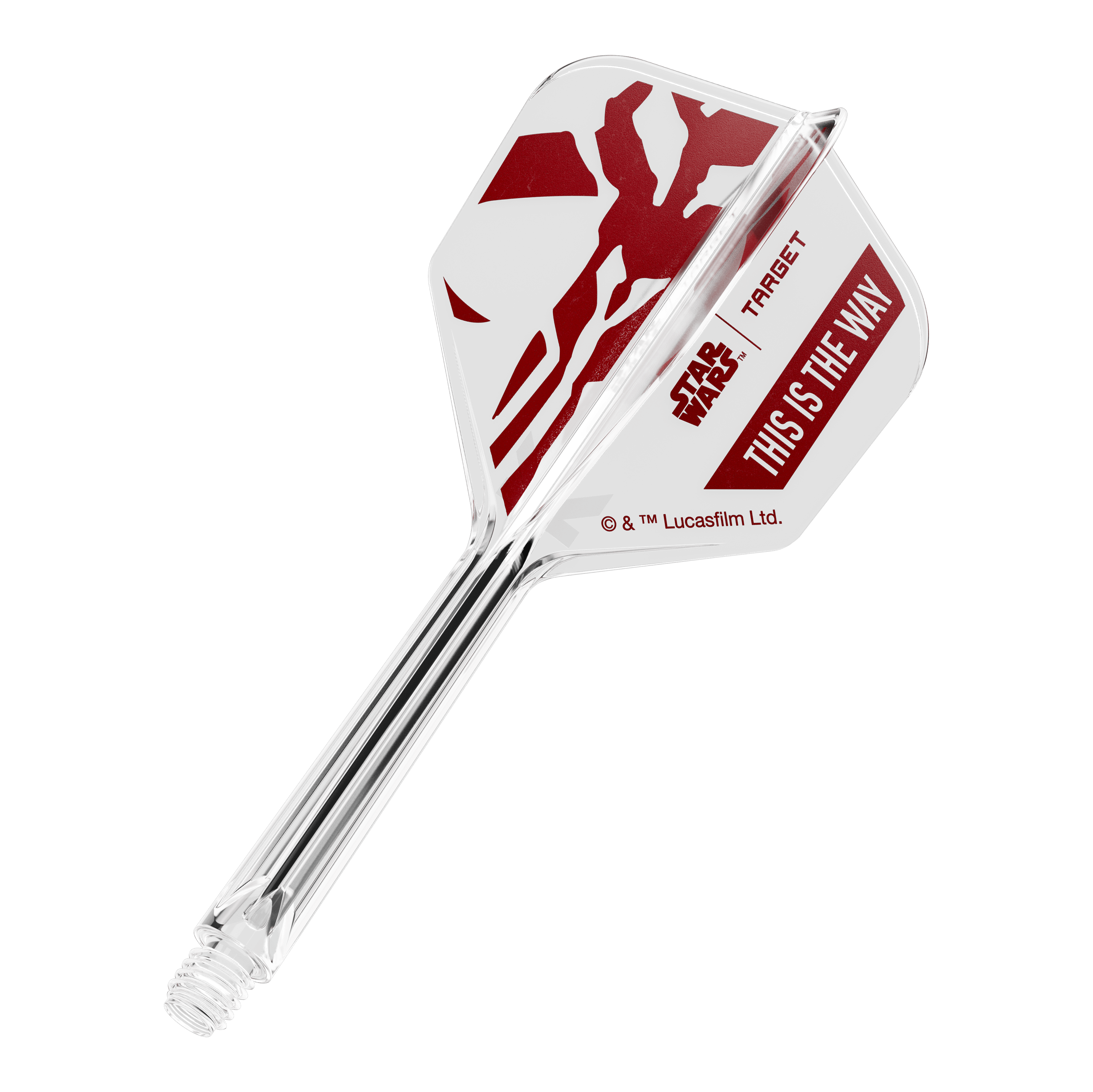 Zu sehen ist '410625_Target_StarWars_K-Flex_ThisIsTheWay_No6_Flights_33mm_1b'. Es handelt sich wohl um Dart-Flights mit dem Schriftzug 'This Is The Way'.