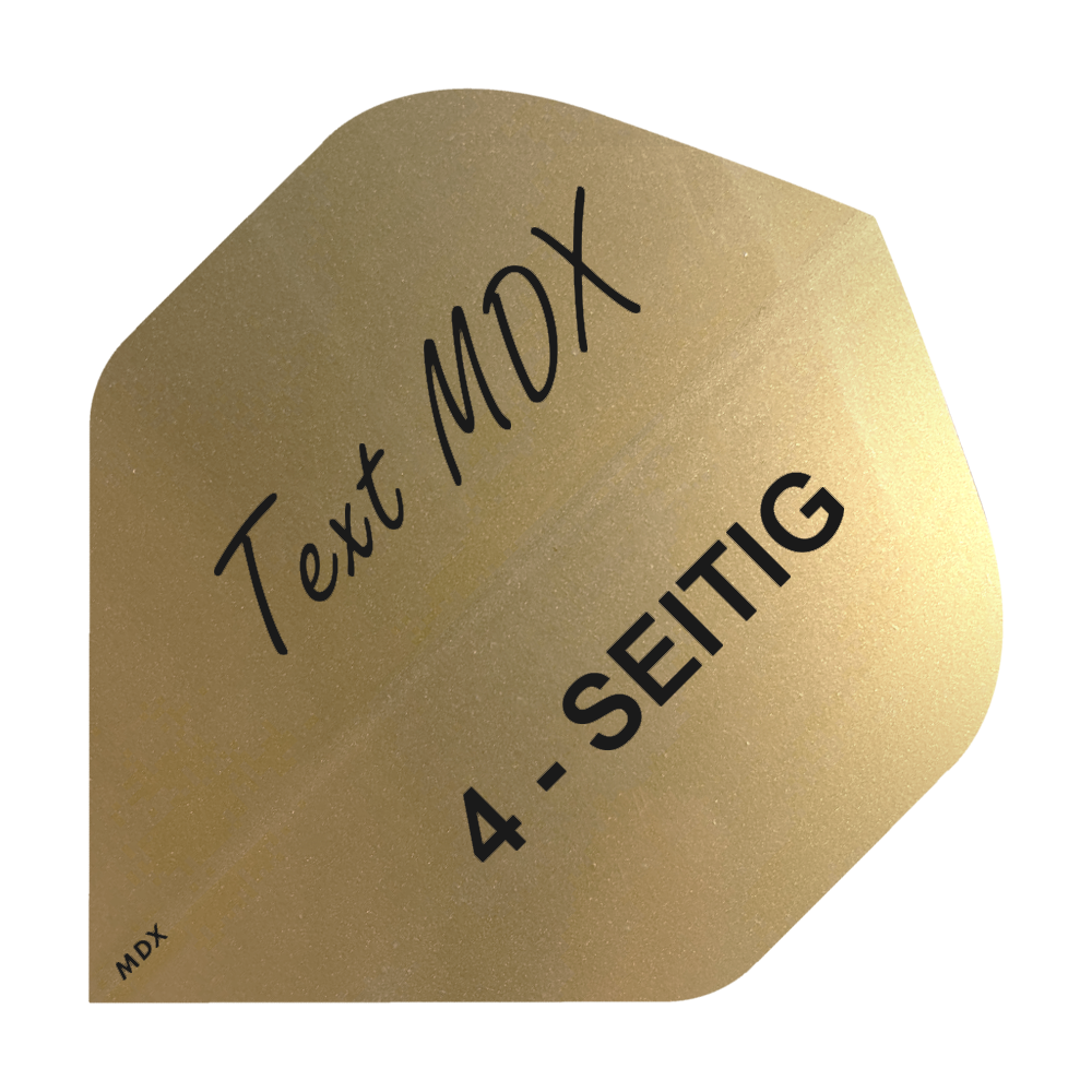 10 sets of printed metallic flights 4-sided - custom text - MDX Standard