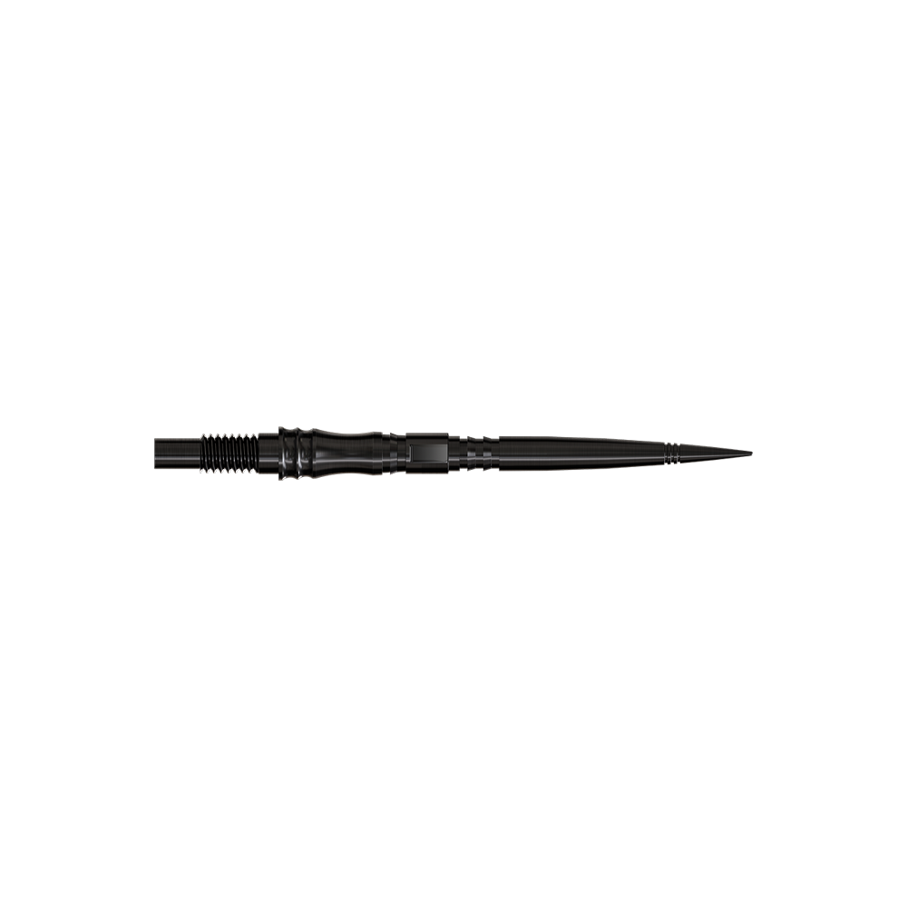 Apex Axis Black Elite Serie Dartspitzen in 30mm sind zu sehen. Sie haben eine dunkle Oberfläche.