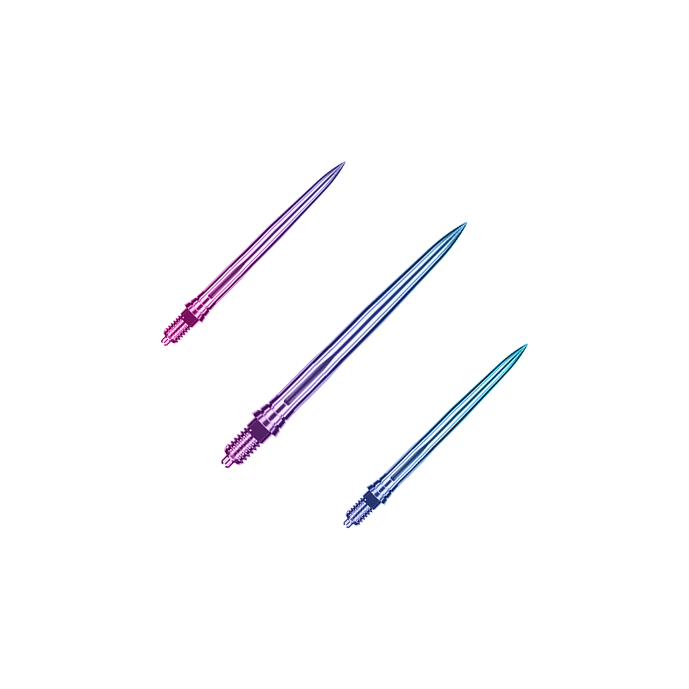 Caliburn EZ-EVO dart tips - Smooth - Rainbow Ein Bild mit dem Dateinamen EVO189_Caliburn_EZ-EVO_Dartspitzen_Smooth_Rainbow_28mm_1Set. Es handelt sich wahrscheinlich um ein Set von Dartspitzen in Regenbogenfarben mit 28 mm Länge.