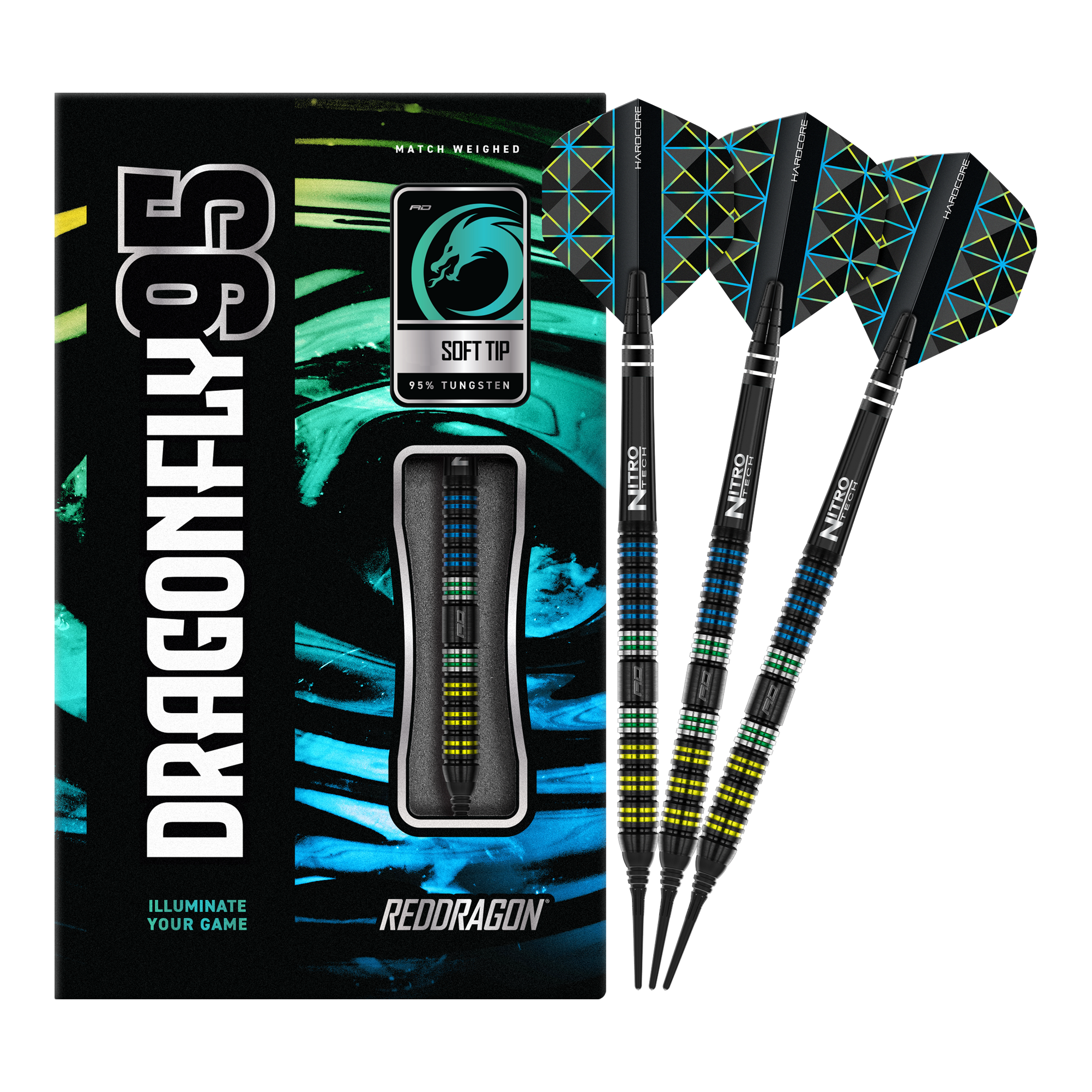 Red Dragon Dragonfly 95 Black Parallel Softdarts - 20g