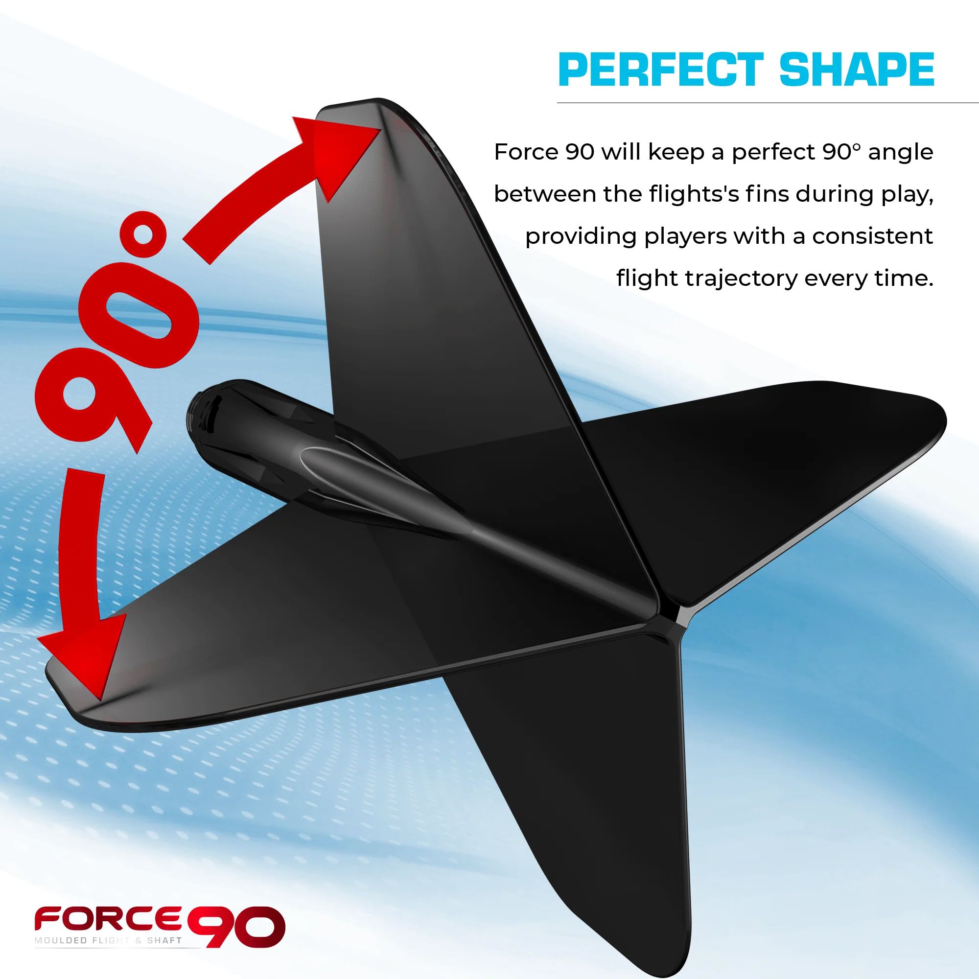 Mission Force 90 No6 Flight Shaft System - Black Das Bild zeigt das Mission Force 90 No6 Flight-Shaft-System in klarer Ausführung. Das System hält einen perfekten 90°-Winkel zwischen den Flügeln für eine konstante Flugbahn.