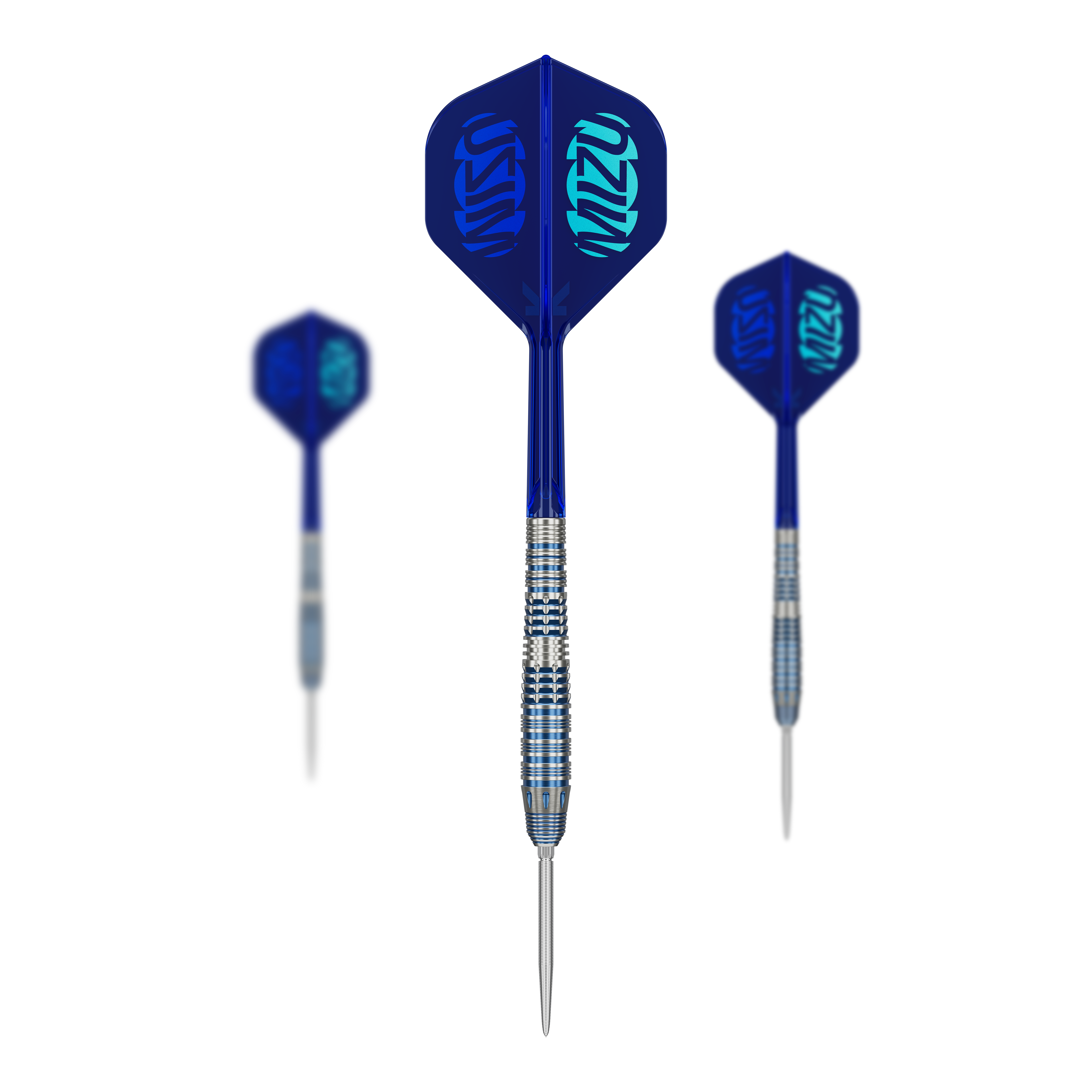 Das Bild zeigt ein Set der Target Japan Mizu Series 03 Swiss Point Steeldarts. Dieses Set eignet sich für anspruchsvolle Dartspieler.