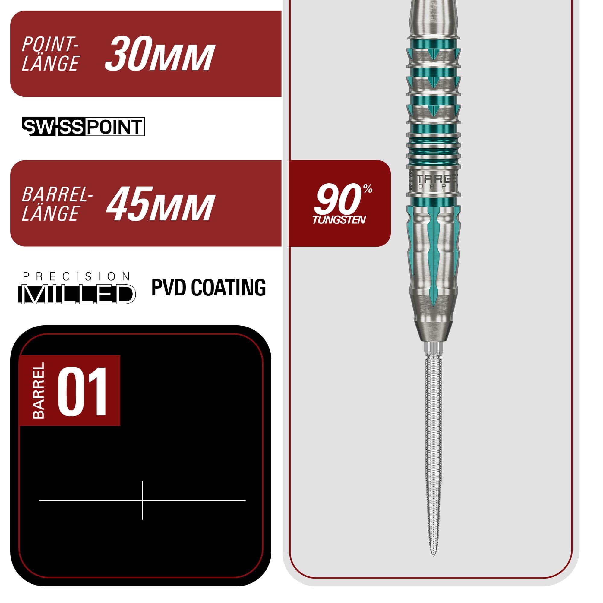 Target Japan Black Marque Pierce Swiss Point Steel Darts Zu sehen sind die Target Japan Black Marque Pierce Swiss Point Steeldarts. Die Darts überzeugen durch ihr modernes Design.