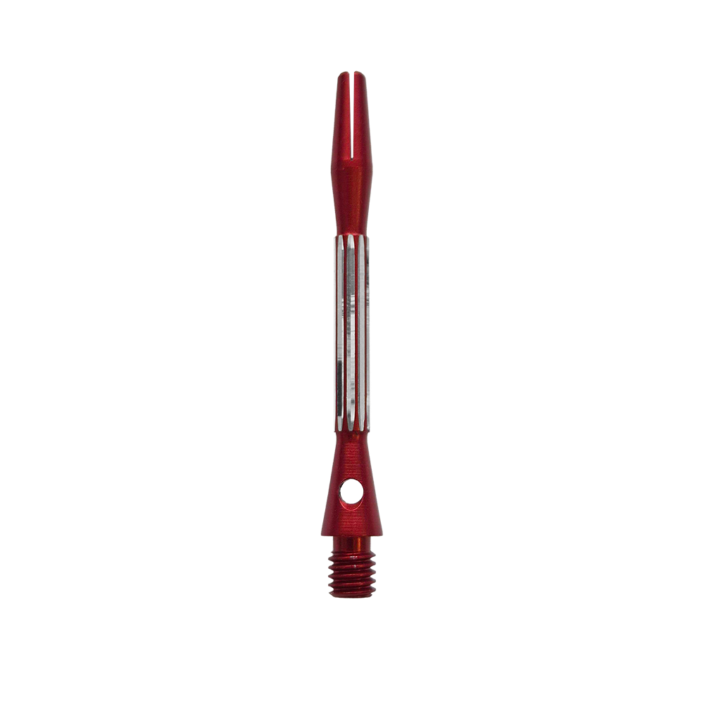 Das Foto zeigt die Bulls NL Flash 2 Aluminium Shafts in Rot, 46 mm lang. Die Shafts sorgen für mehr Haltbarkeit bei Dartpfeilen.