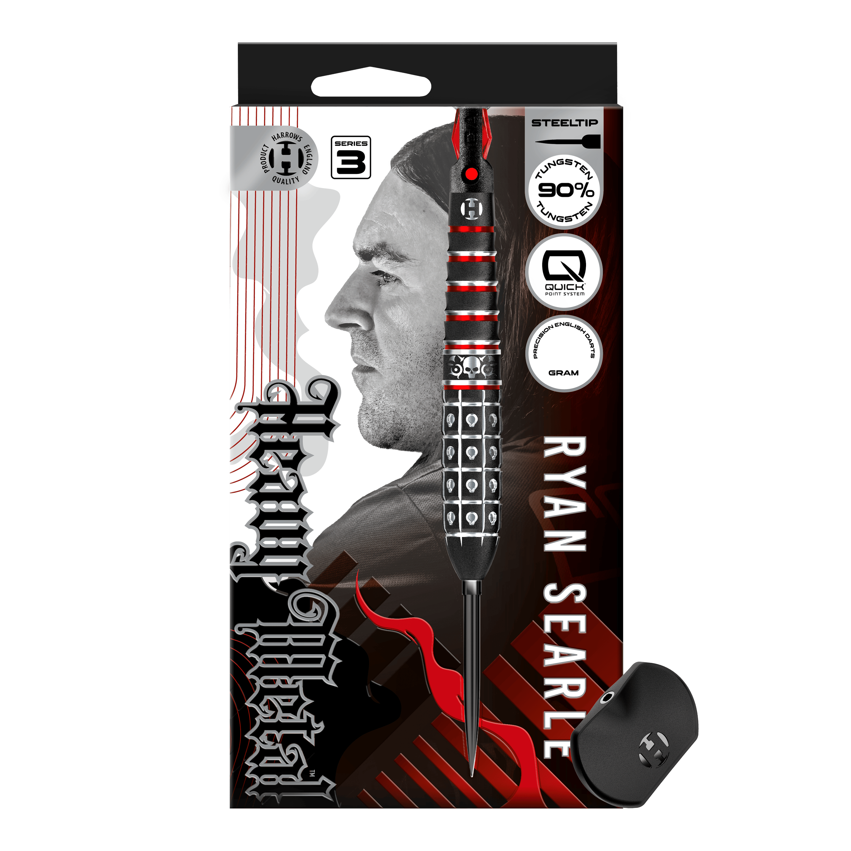 Harrow's Ryan Searle Series 3 Quick Point Steel Darts Hier sind die Harrows Ryan Searle Series 3 Quick Point Steeldarts abgebildet. Diese Steeldarts sind für präzises Dartspiel entwickelt.