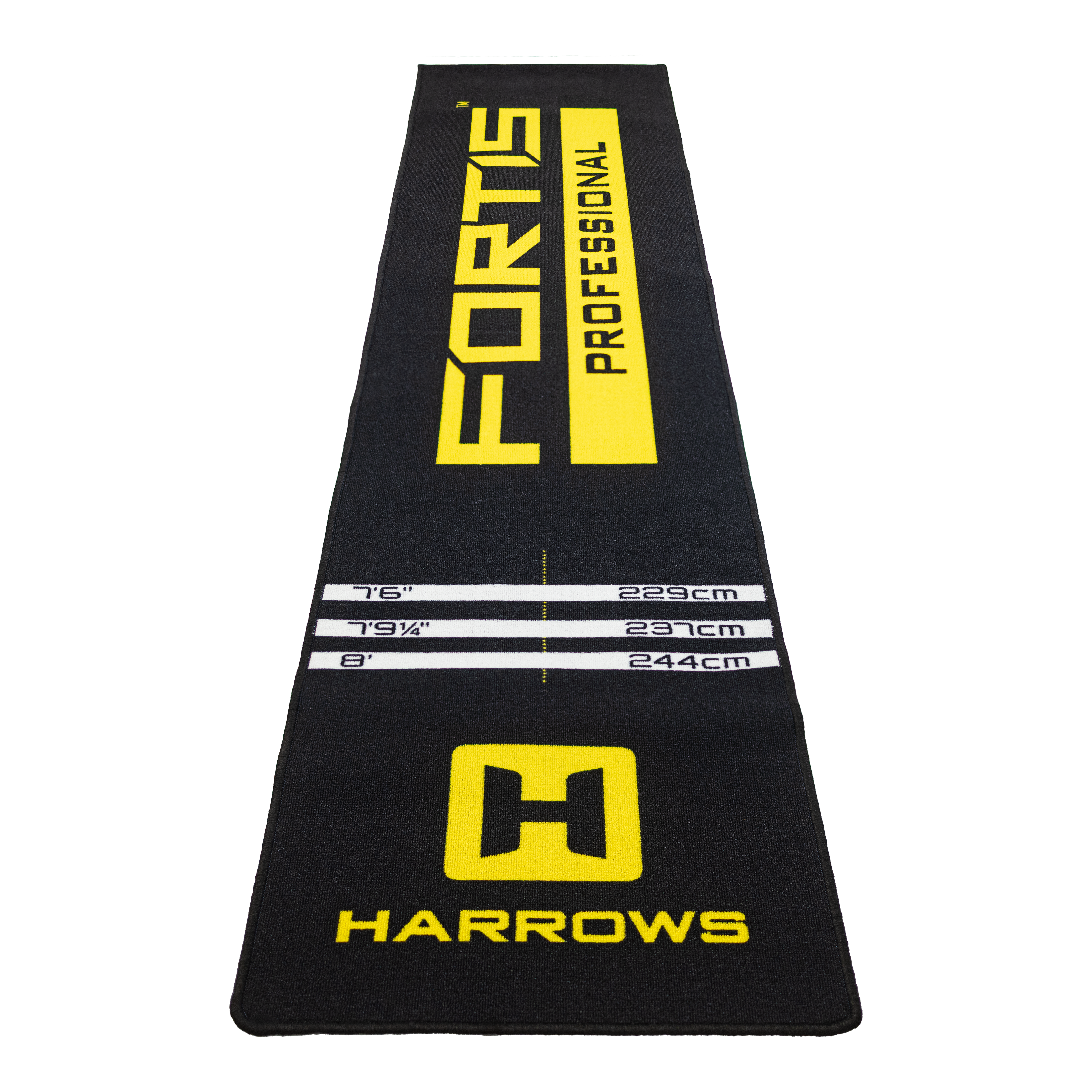Harrows Fortis Dartteppich in Gelb. Der Dartteppich ist großflächig zu sehen.