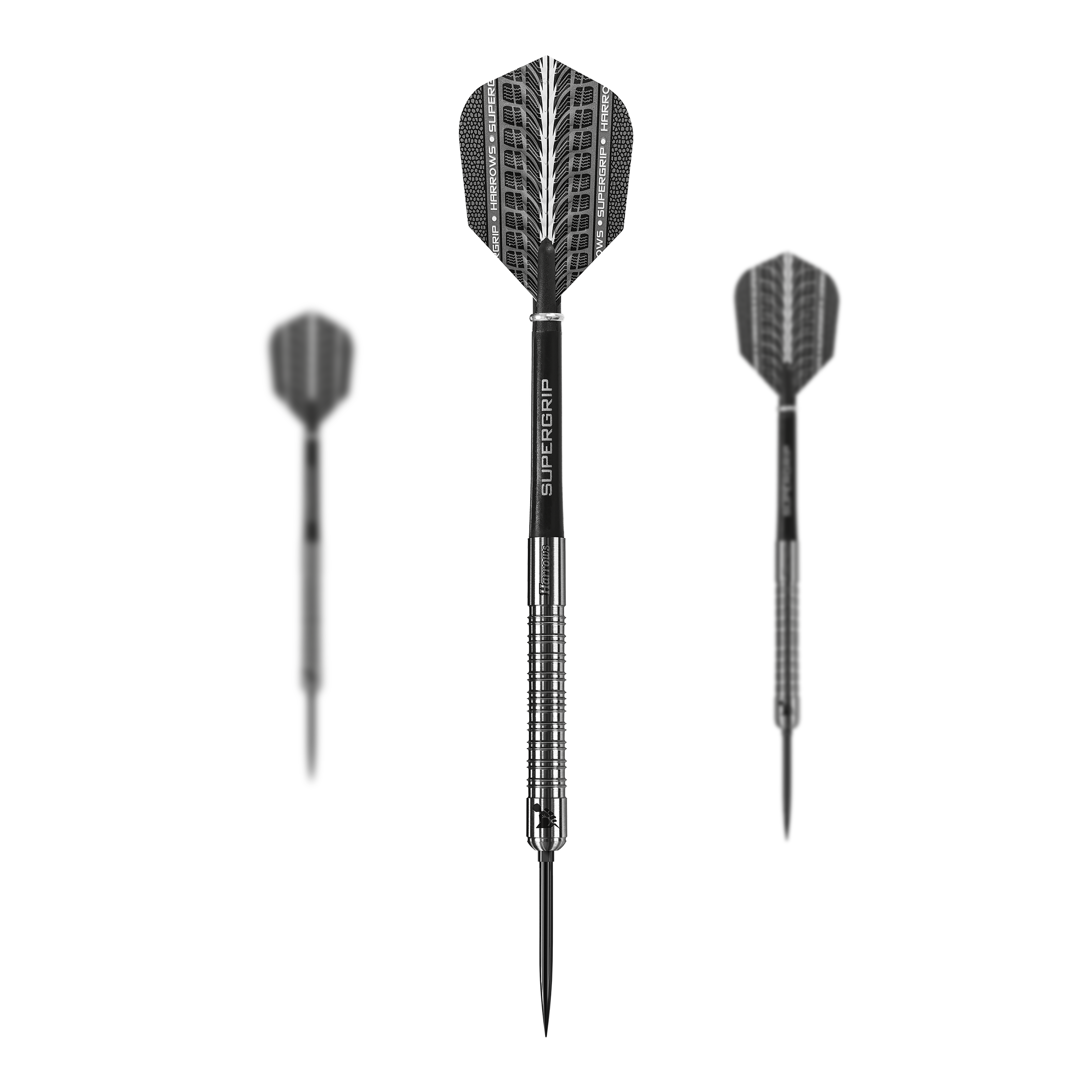 Harrows Supergrip 90 Quick Point Steel Darts Die Harrows Supergrip 90 Quick Point Steeldarts sind als Set abgebildet. Das Set enthält mehrere Dartpfeile auf weißem Hintergrund.