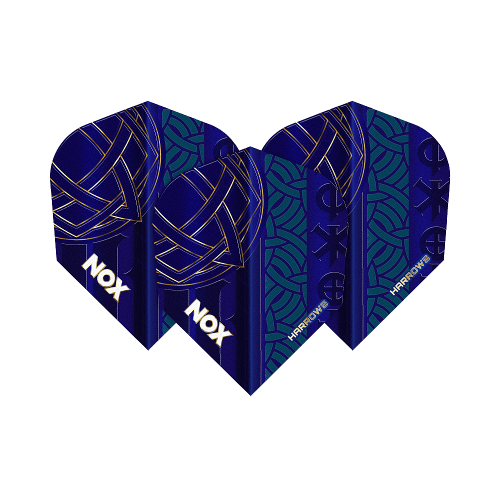 Auf dem Foto sieht man die Harrows Nox No6 Flights. Es sind Ersatzflights für Dartpfeile.