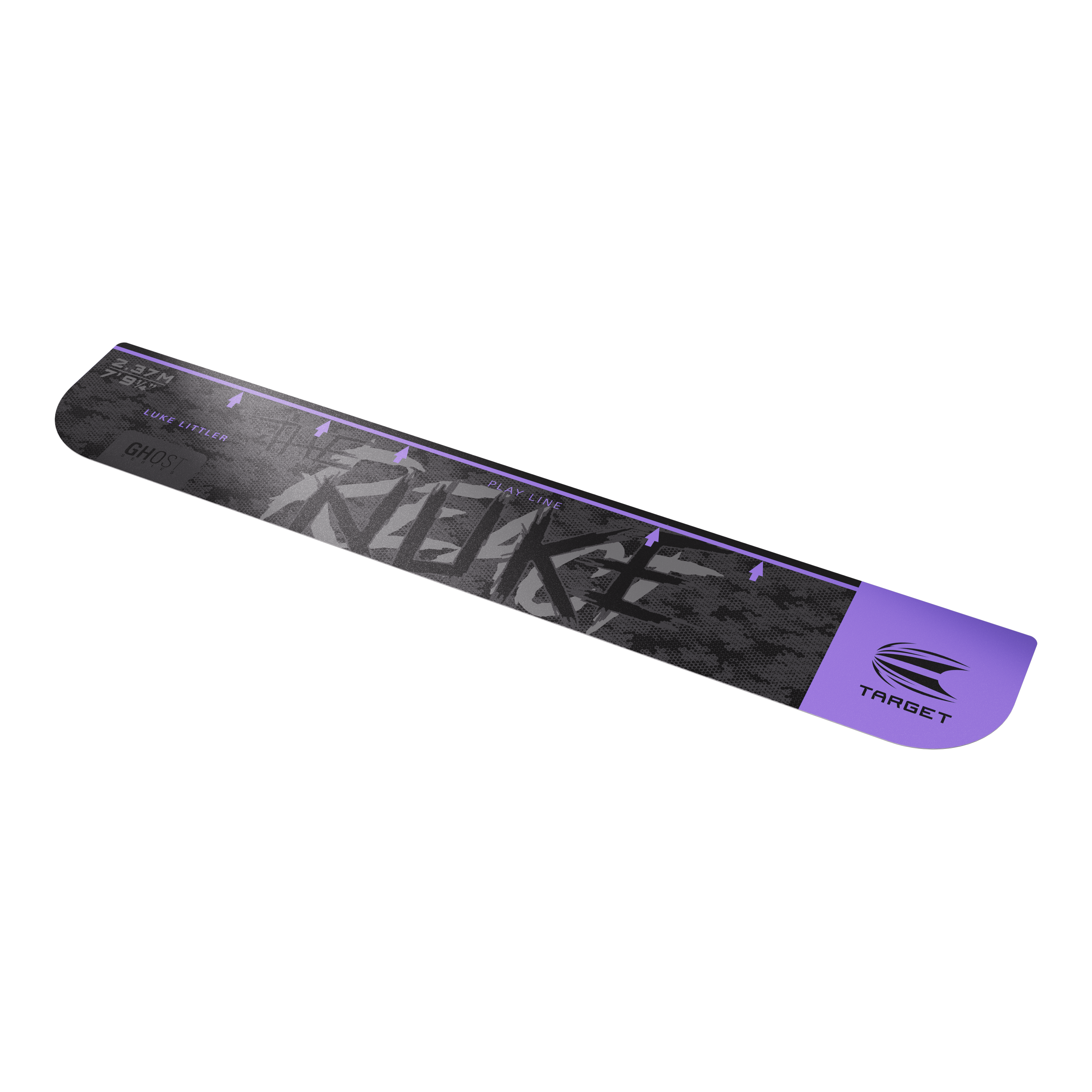Abgebildet ist die Target Throw Line Ghost-Series Luke Littler Abwurflinie. Das Produkt wird für den Wurfbereich im Dart genutzt.
