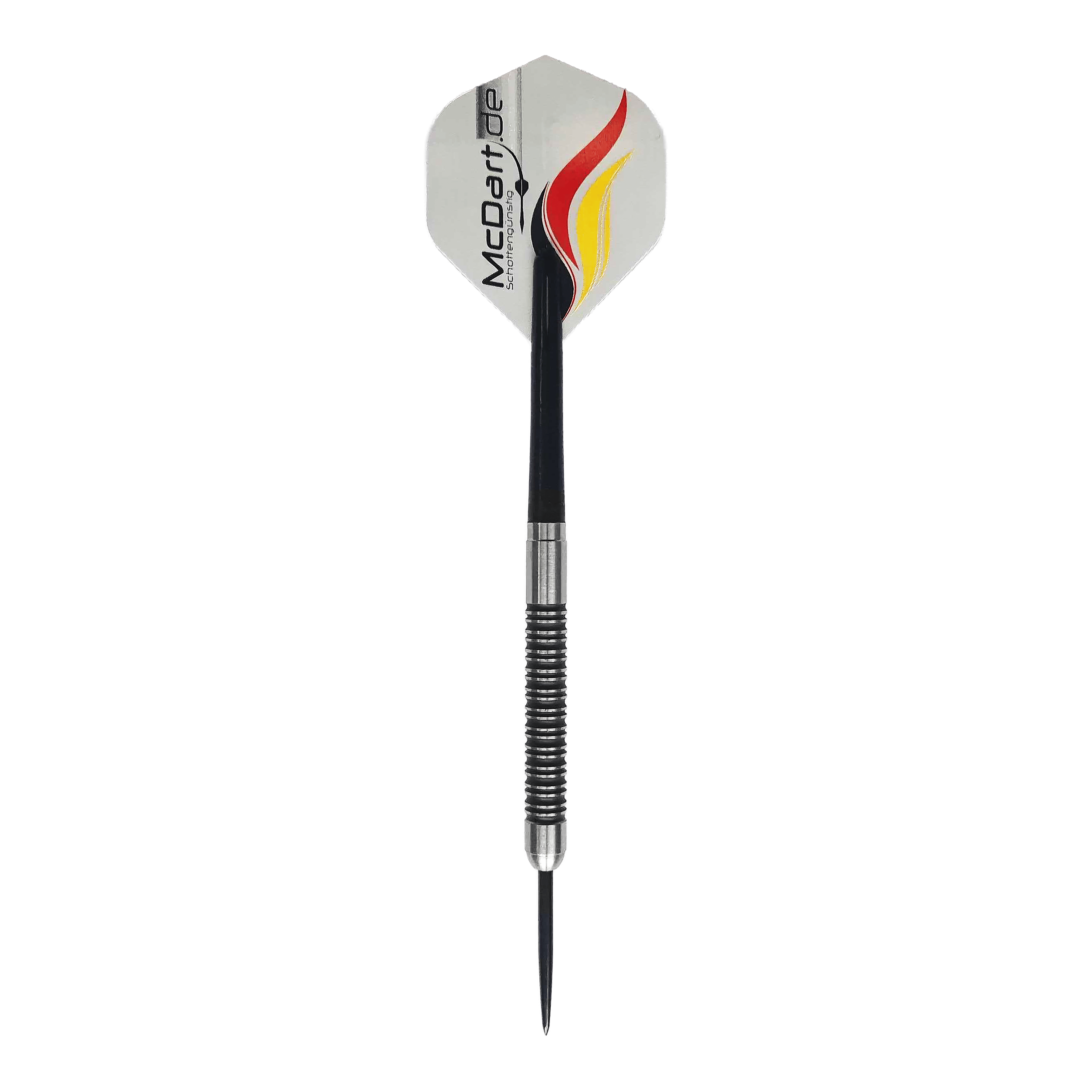 McDart Super Grip Steeldarts Drei McDart Super Grip Steeldarts sind parallel angeordnet. Die silbernen Darts haben ein markantes Griffmuster.