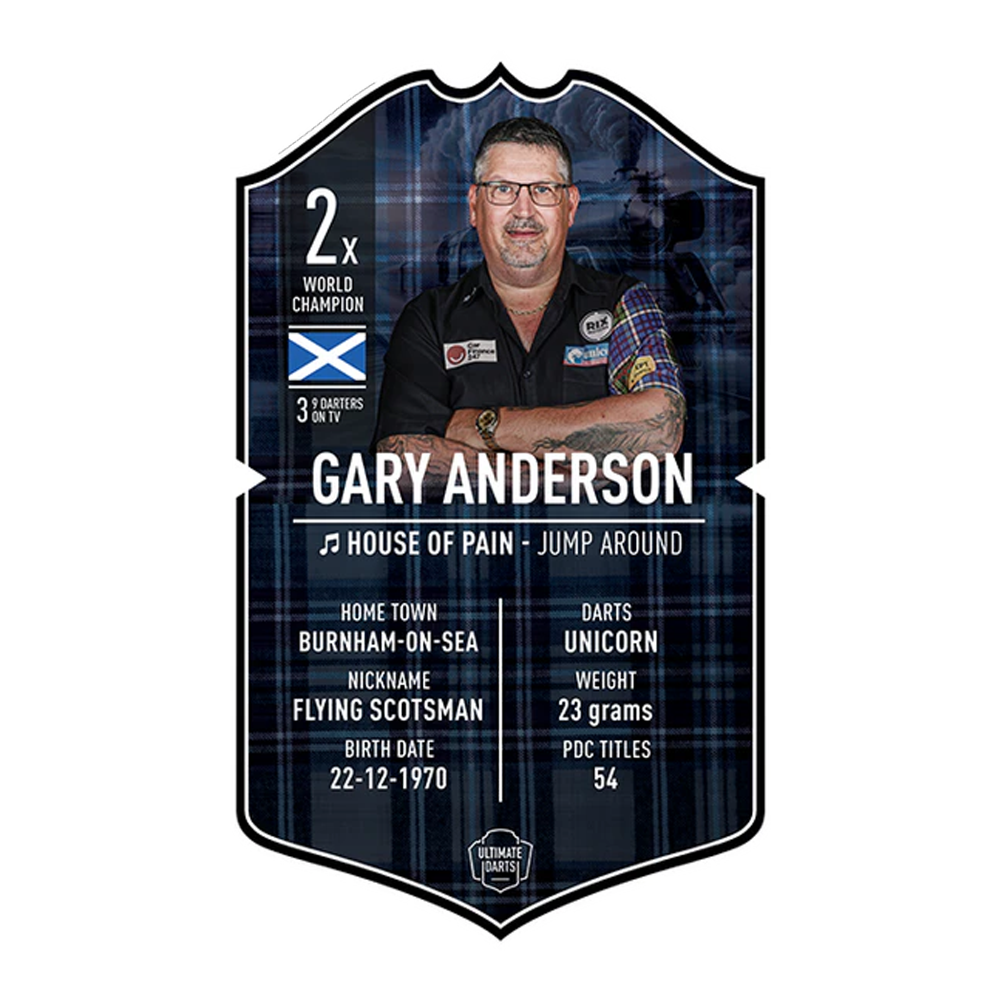 Ultimate Darts Card - Gary Anderson Ultimate Darts Card - Gary Anderson ist abgebildet. Die Karte zeigt ein Produkt für Dart-Fans.