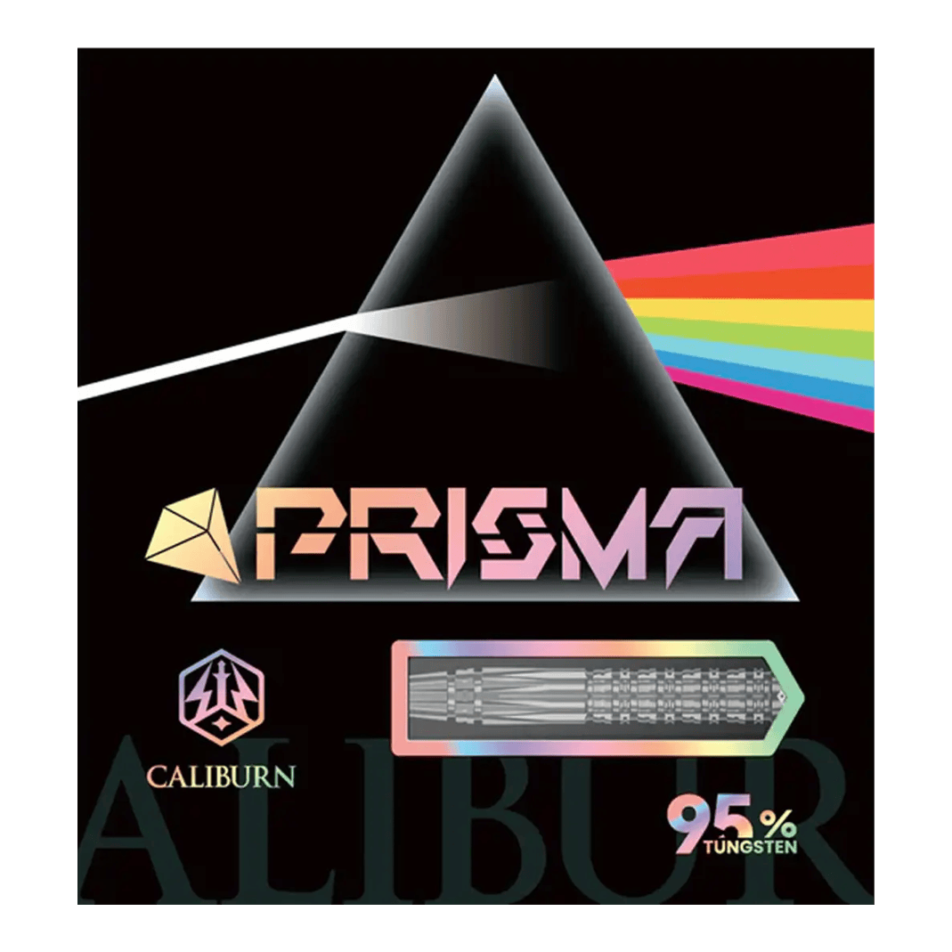 Caliburn Prisma P2 steel darts - 20.5g Abgebildet sind die Caliburn Prisma P2 Steeldarts mit 20,5g Gewicht. Die Darts sind für den Steeldart-Sport konzipiert.