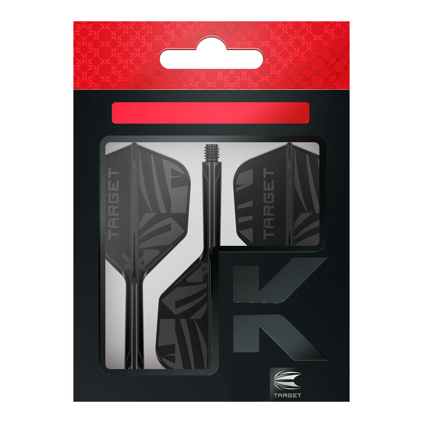 Target K-Flex Black No6 Flights Dargestellt sind Target K-Flex Black No6 Flights. Diese Flights verbessern die Stabilität beim Dartspiel.