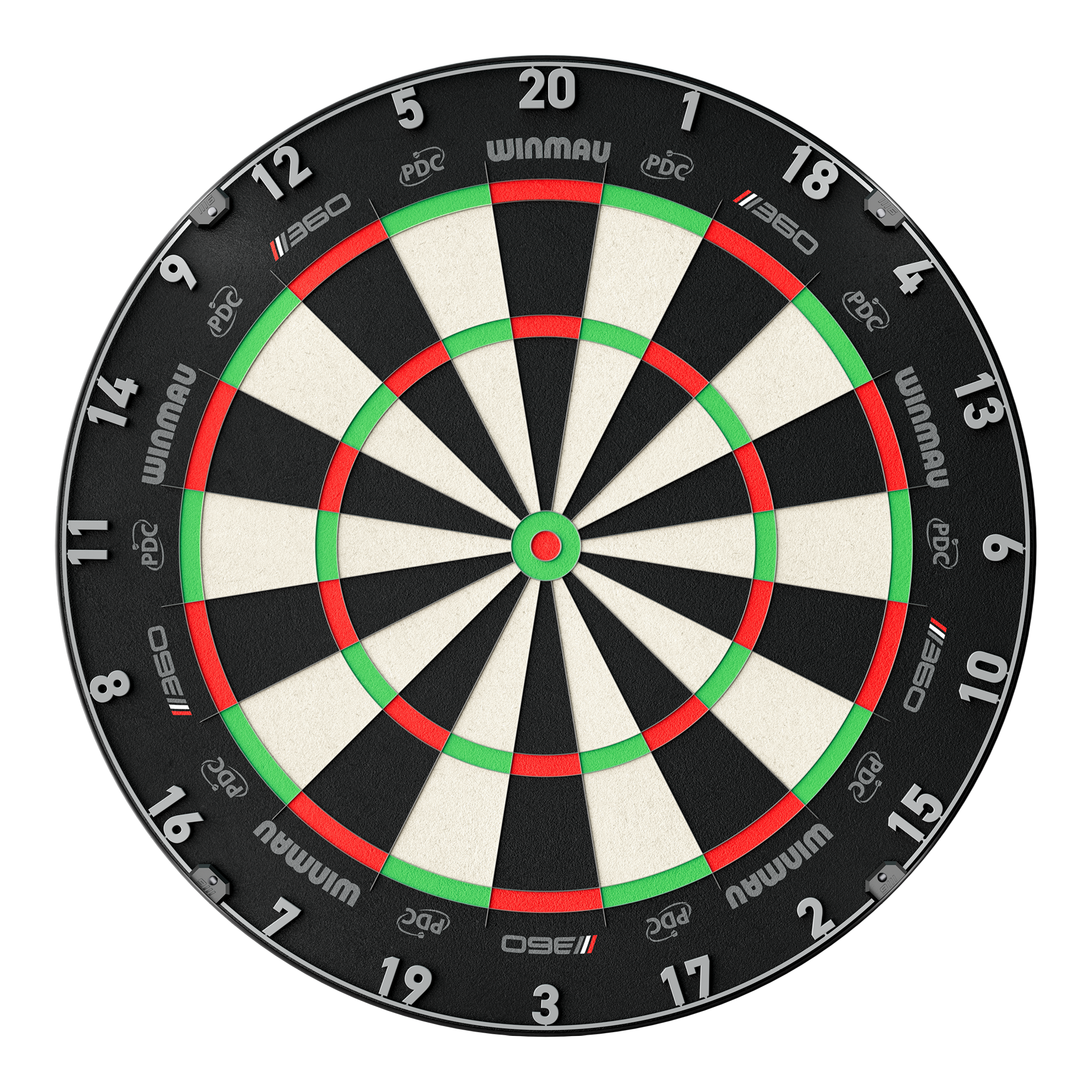 Das Bild zeigt das Winmau Blade 360 Steeldartboard. Es handelt sich um ein modernes Steeldartboard für Dartspieler.