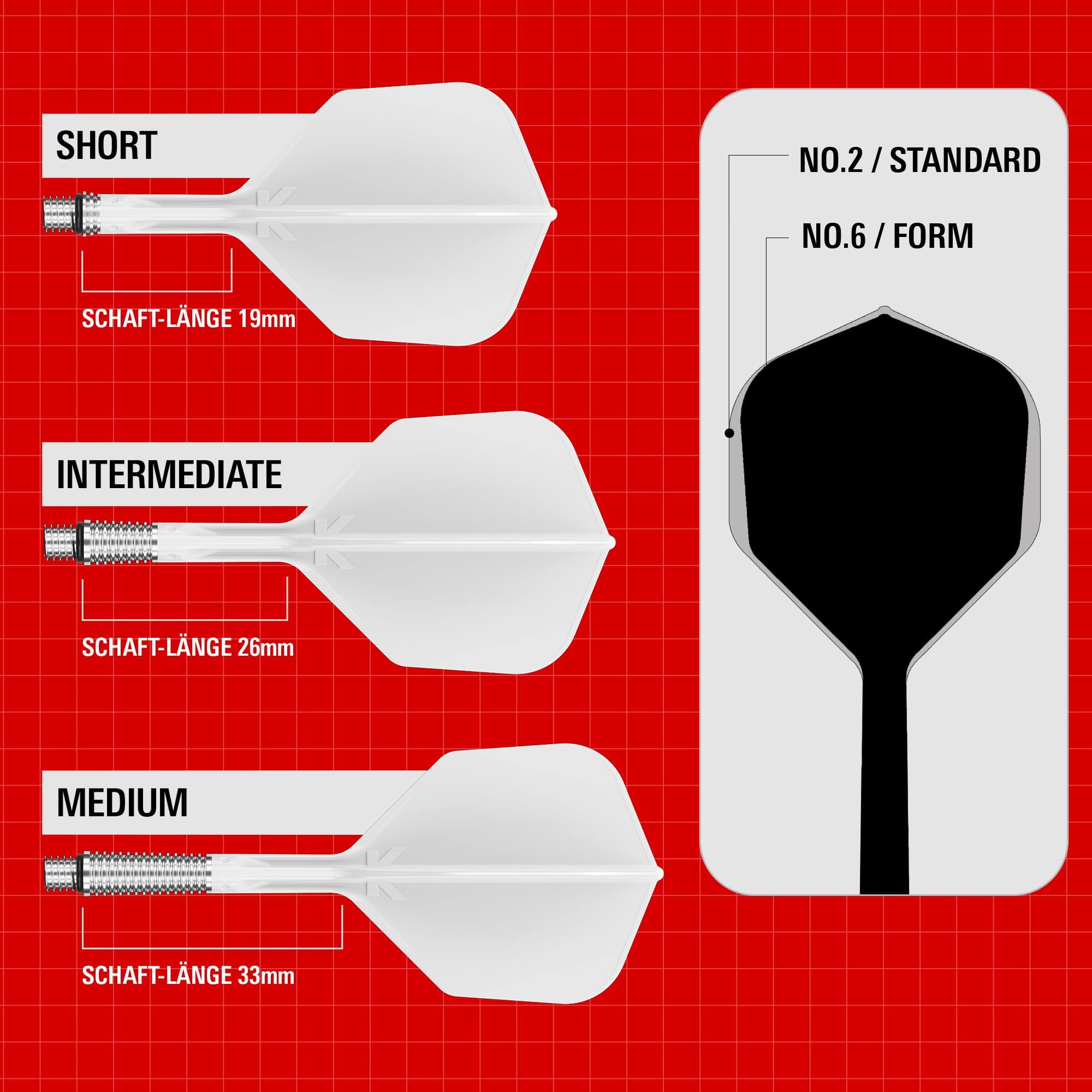 Target K-Shift No2 Standard Flights - White Dies ist ein Bild der Target K-Shift No2 Standard Flights in Weiß. Es zeigt die Form und das Design der Flights für Dartpfeile.