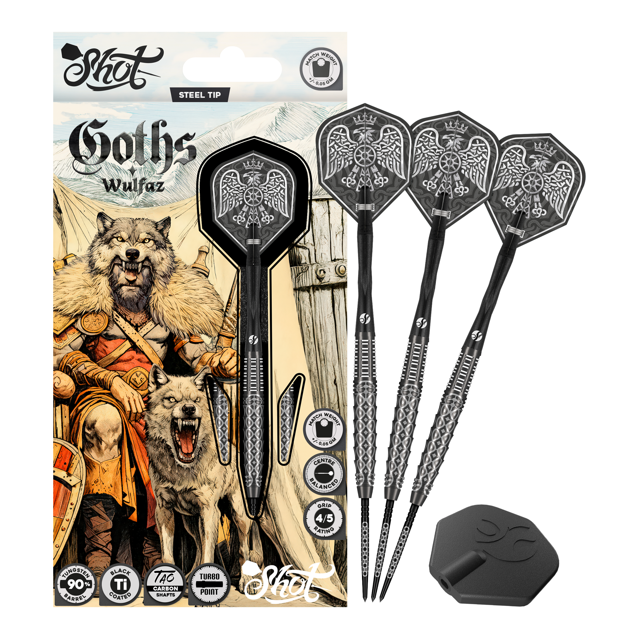 Shot Goths Wulfaz Turbo Point Steel Darts - 23g