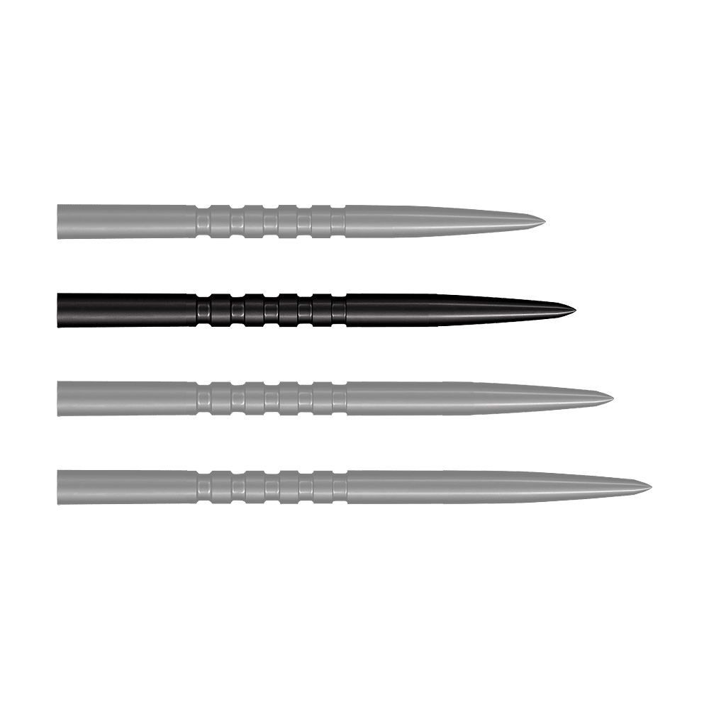Shot Grip Point steel dart tips - Black Zu sehen sind schwarze Steeldartspitzen. Dies ist das Modell Grip Point in 35 mm Länge.