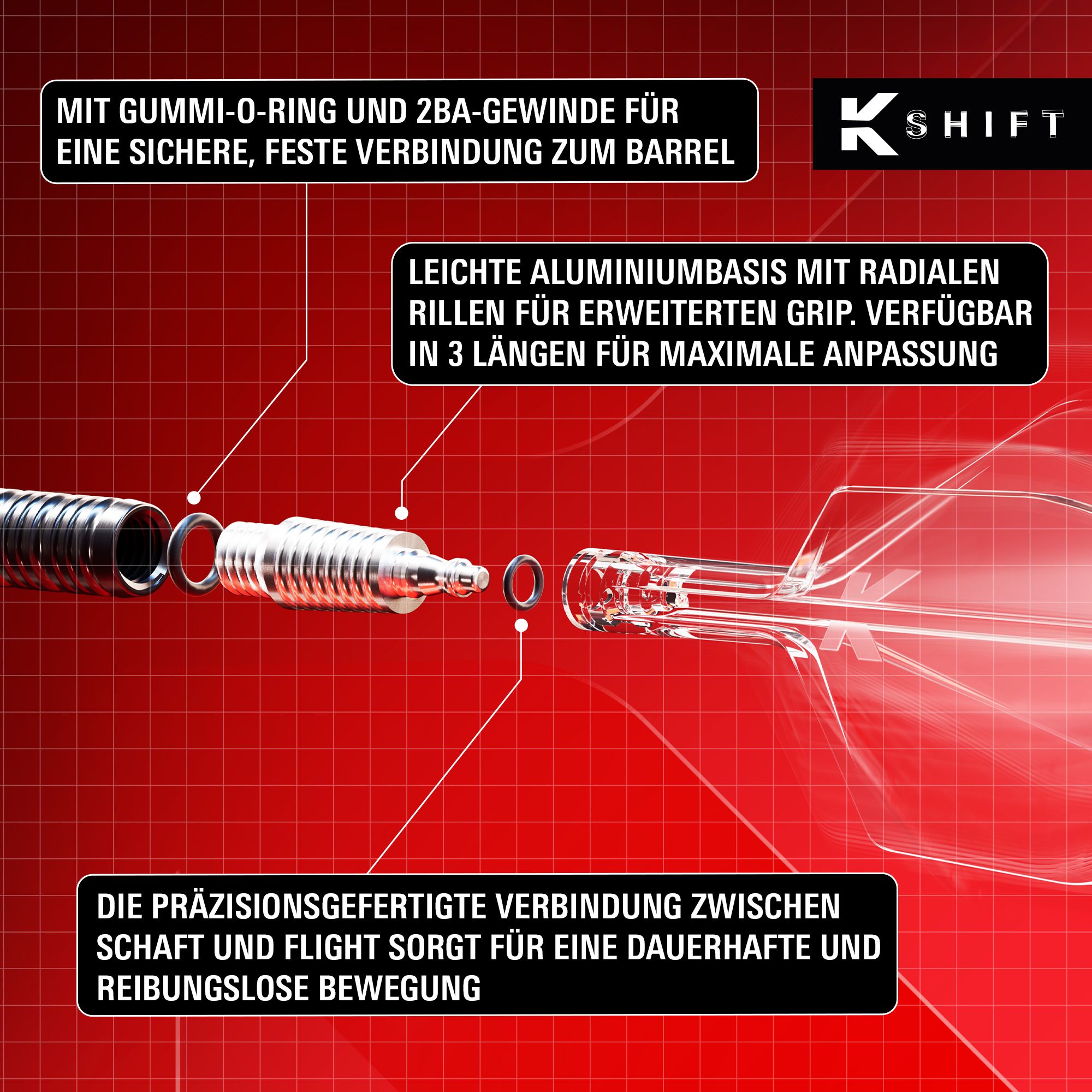 Target K-Shift No6 Flights - Schwarz. Schwarze Dart-Flights in No6-Form von Target sind abgebildet.