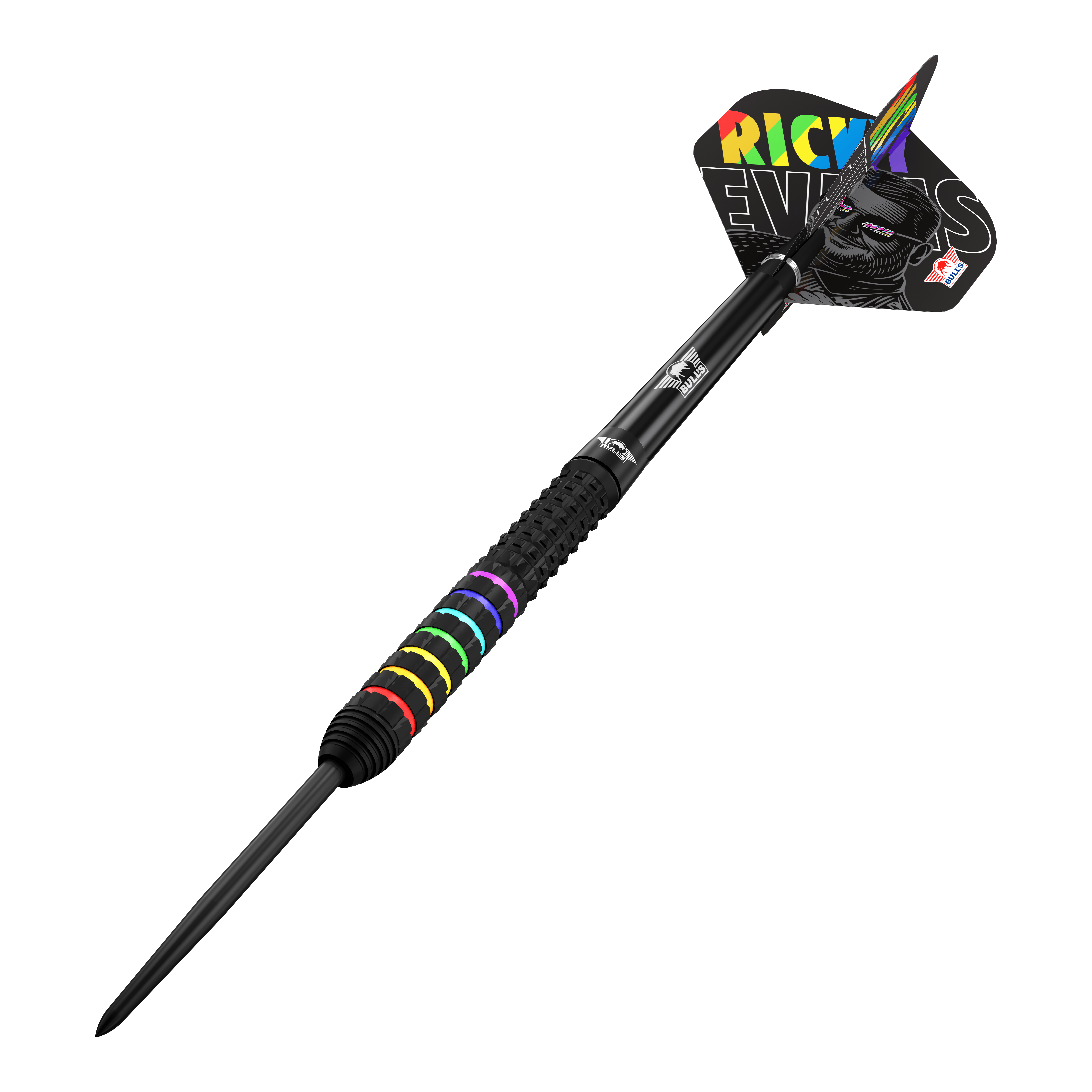 Bulls NL Ricky Evans Rapid 95 steel darts Das Bild zeigt die Bulls NL Ricky Evans Rapid 95 Steeldarts mit 23 Gramm. Die Steeldarts haben ein stilvolles Design und sind für das Dartspiel geeignet.