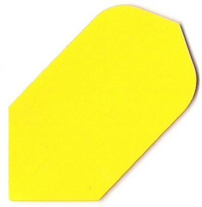 pr10 Das Bild zeigt das Produkt „Poly-Plain Flights PR10“. Es handelt sich um ein einfaches, einfarbig gelbes Dartflight.